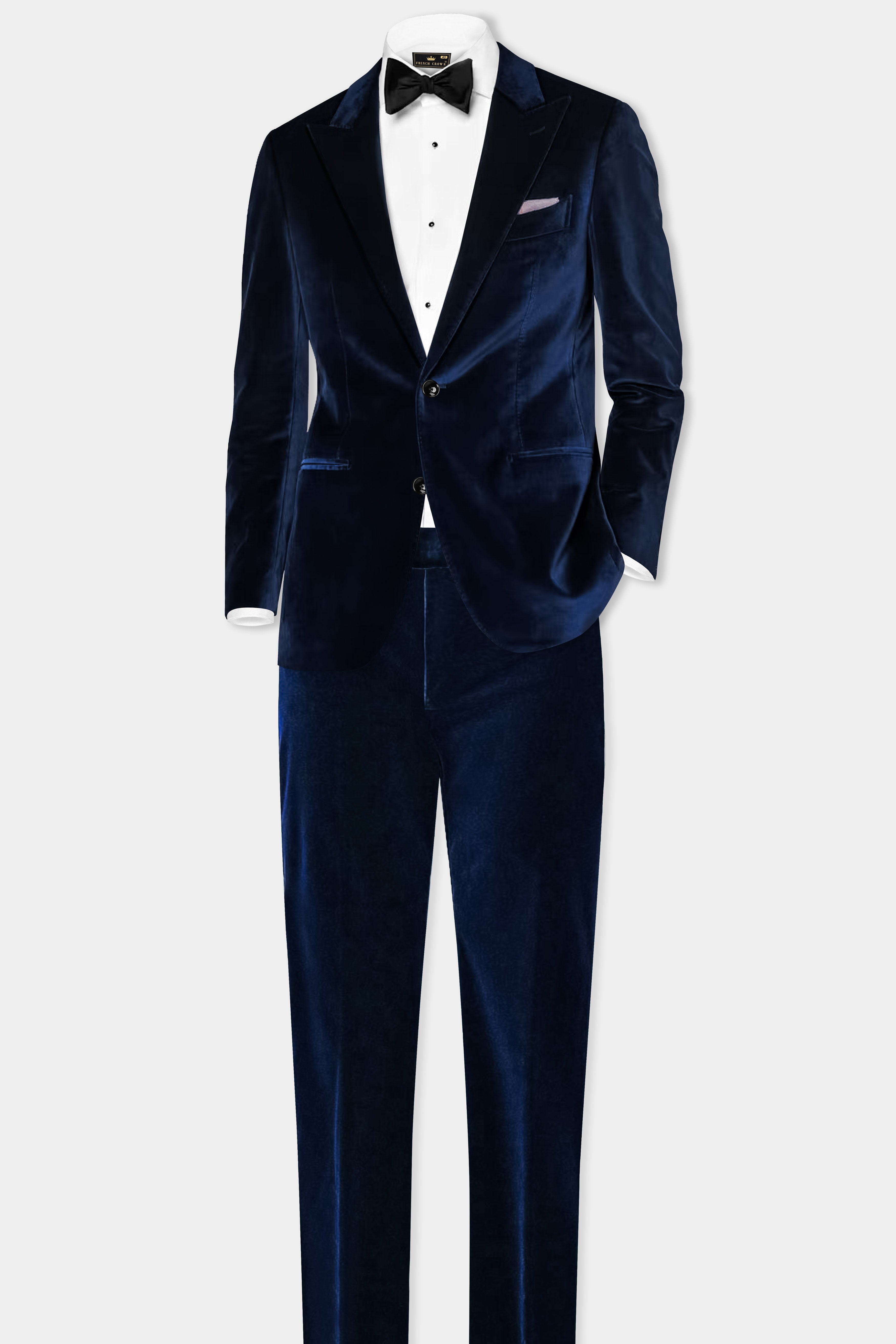 Blue Majesty-Russian Blue Velvet Single Breasted Peak lapel Blazer