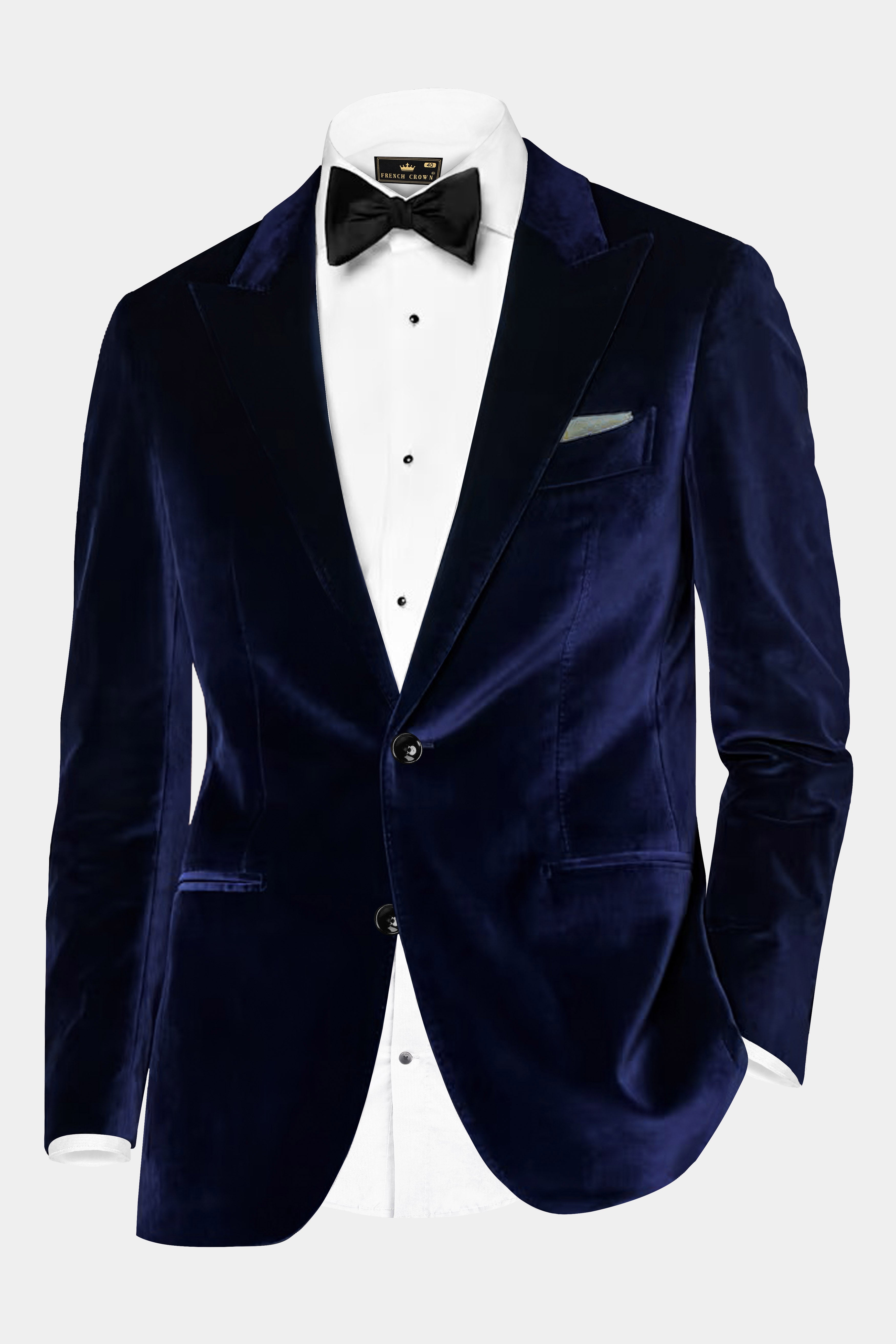 Celestial Blue-Azure Blue Velvet Single Breasted Peak lapel Blazer