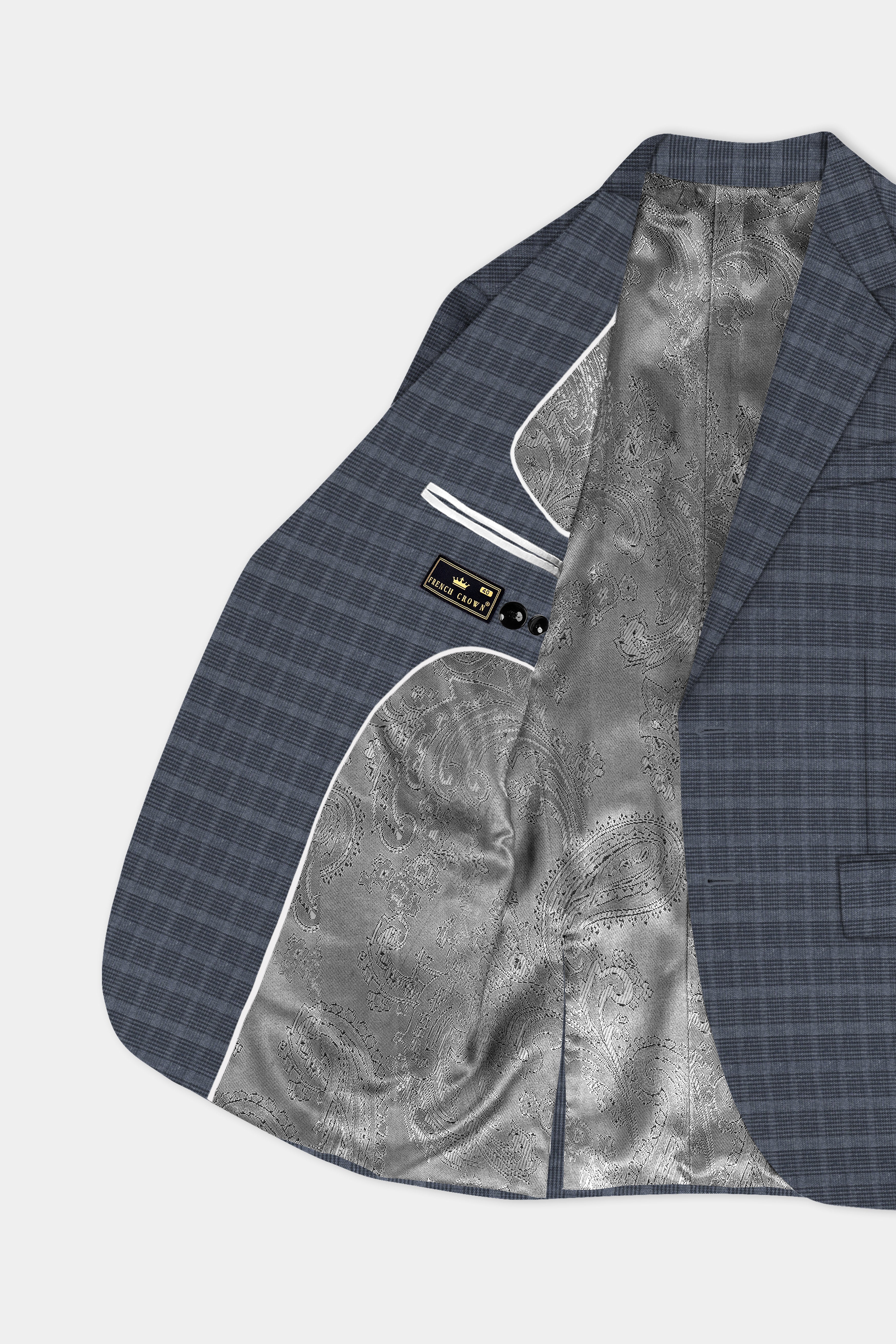 GrayLuxe-Charade Plaid Wool Rich Single Breasted Blazer