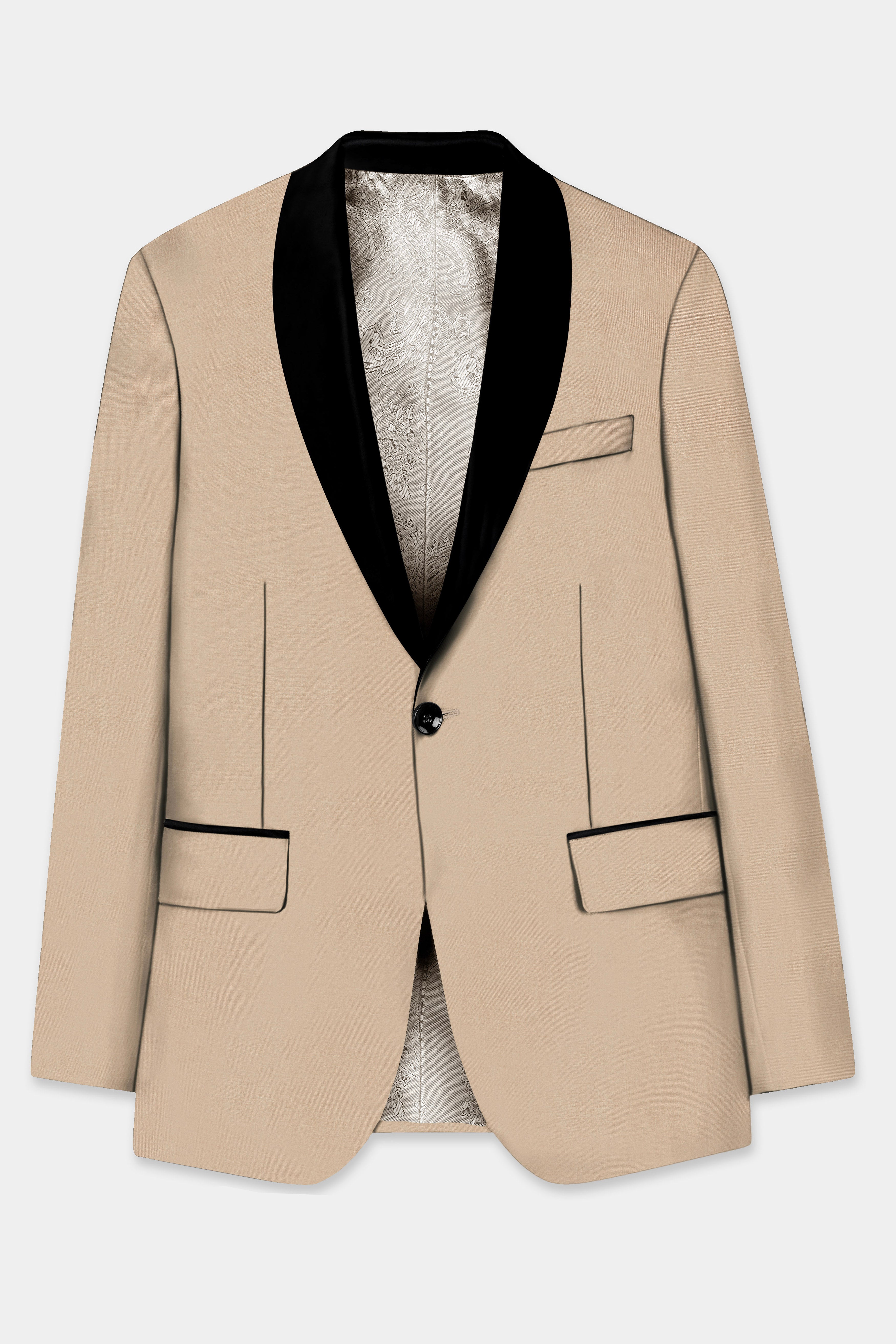 Candlelight-Sorrell Cream Solid Wool Rich Tuxedo Blazer