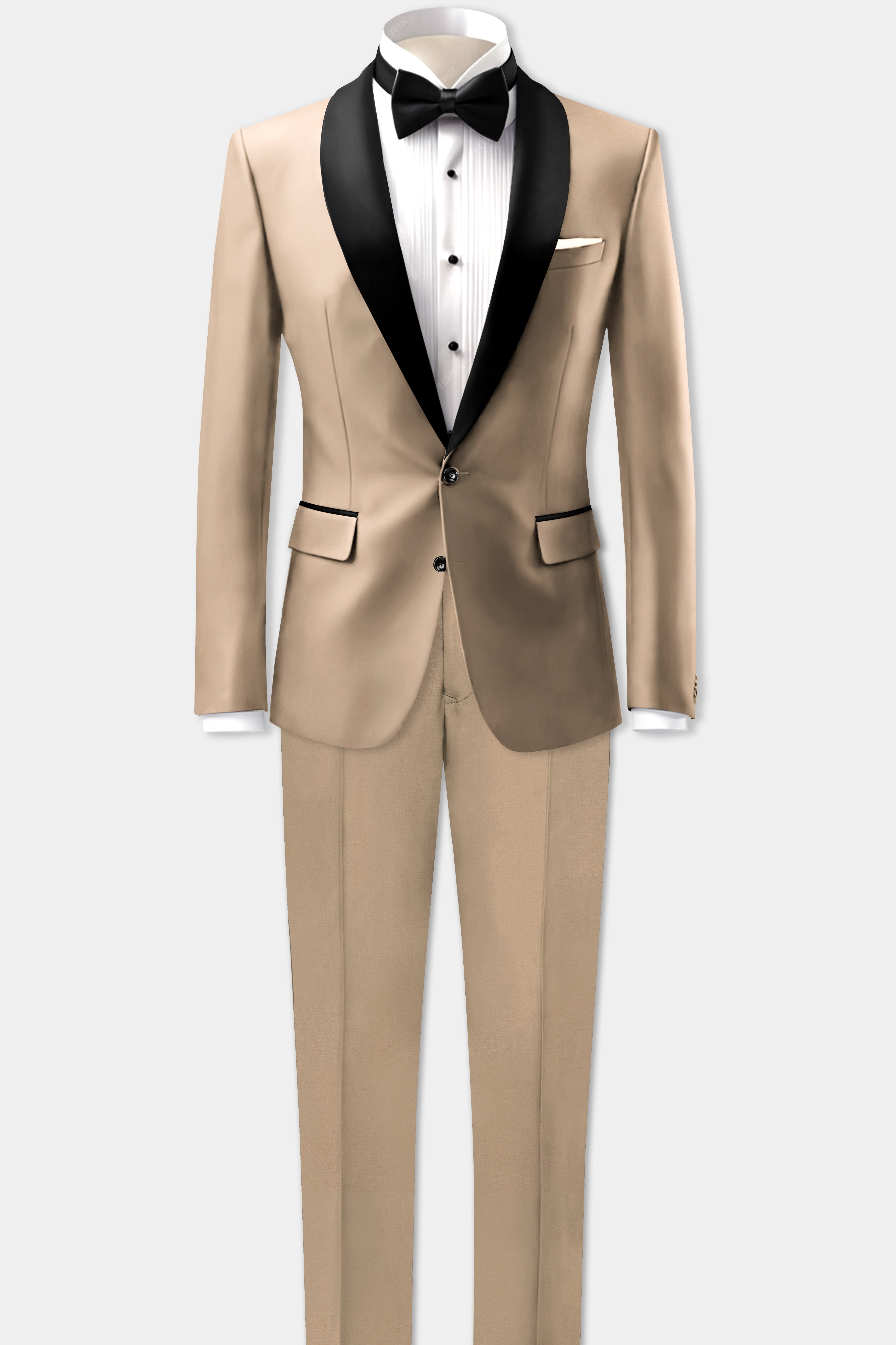 Candlelight-Sorrell Cream Solid Wool Rich Tuxedo Blazer