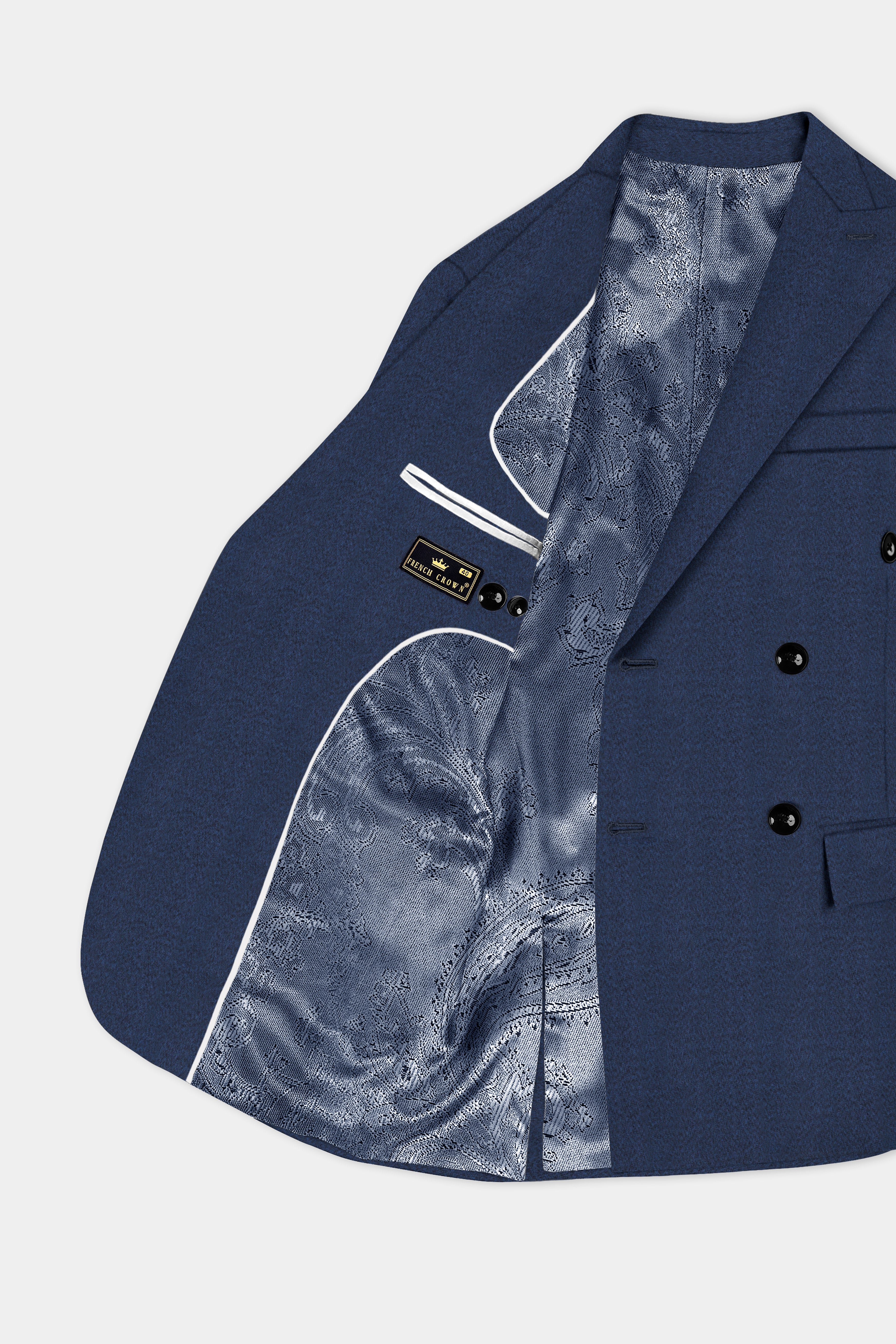 Nautical Crest-Martinique Blue Textured Cotton Double Breasted Blazer