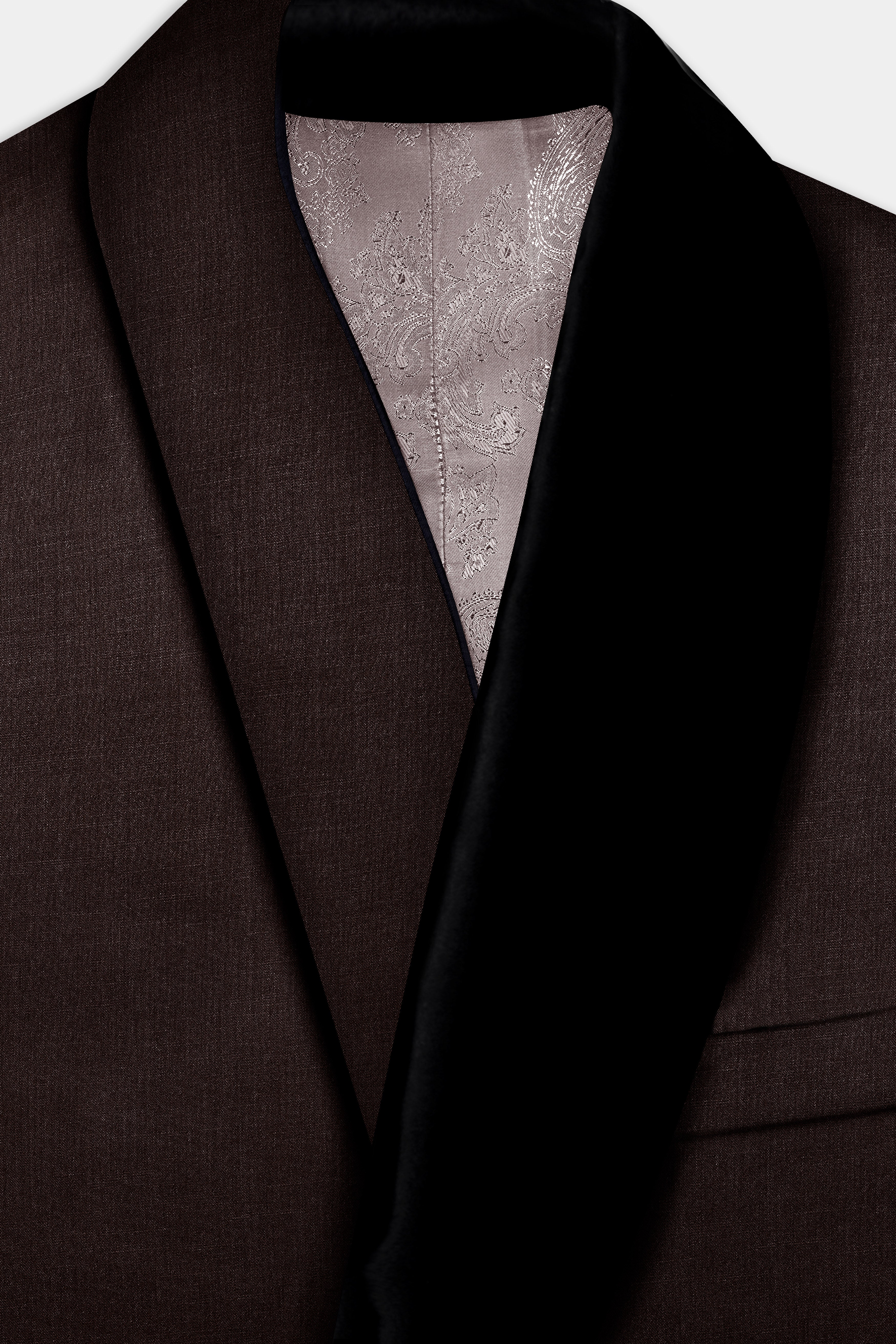 Espresso-Hickory Brown Solid Wool Rich Tuxedo Slight Stretch Blazer