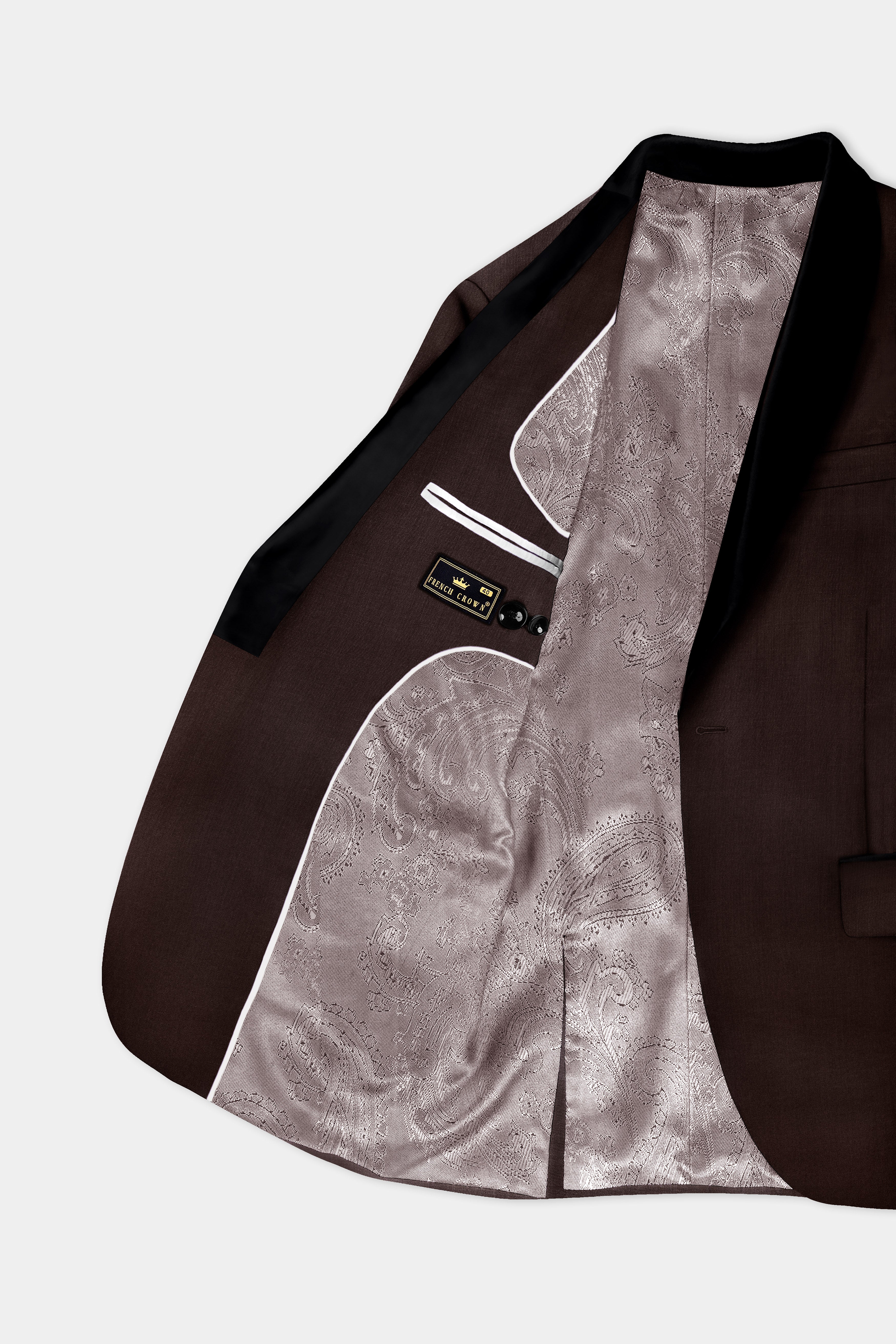 Espresso-Hickory Brown Solid Wool Rich Tuxedo Slight Stretch Blazer