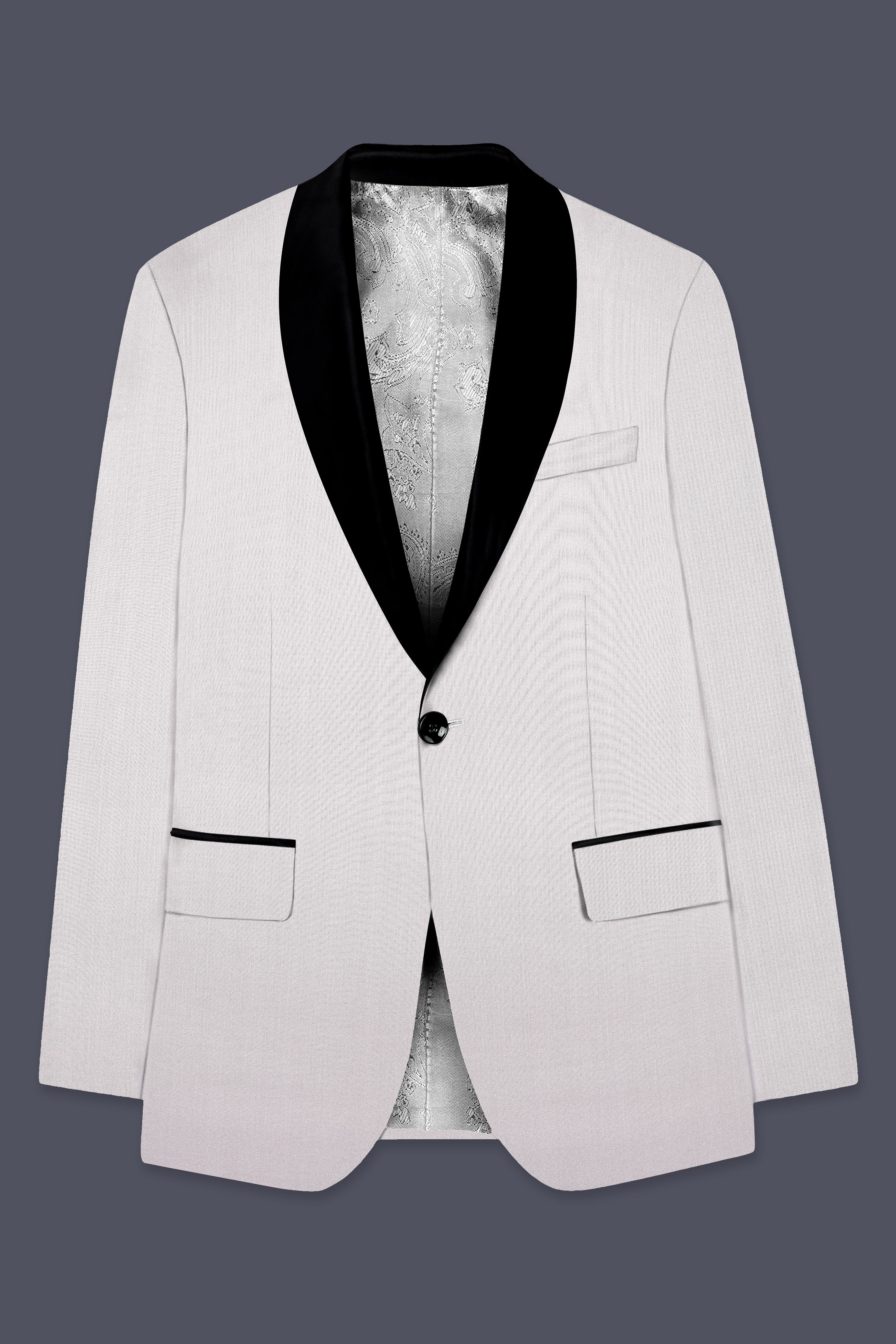 Frost Gray-Glacier Solid Wool Rich Tuxedo Blazer