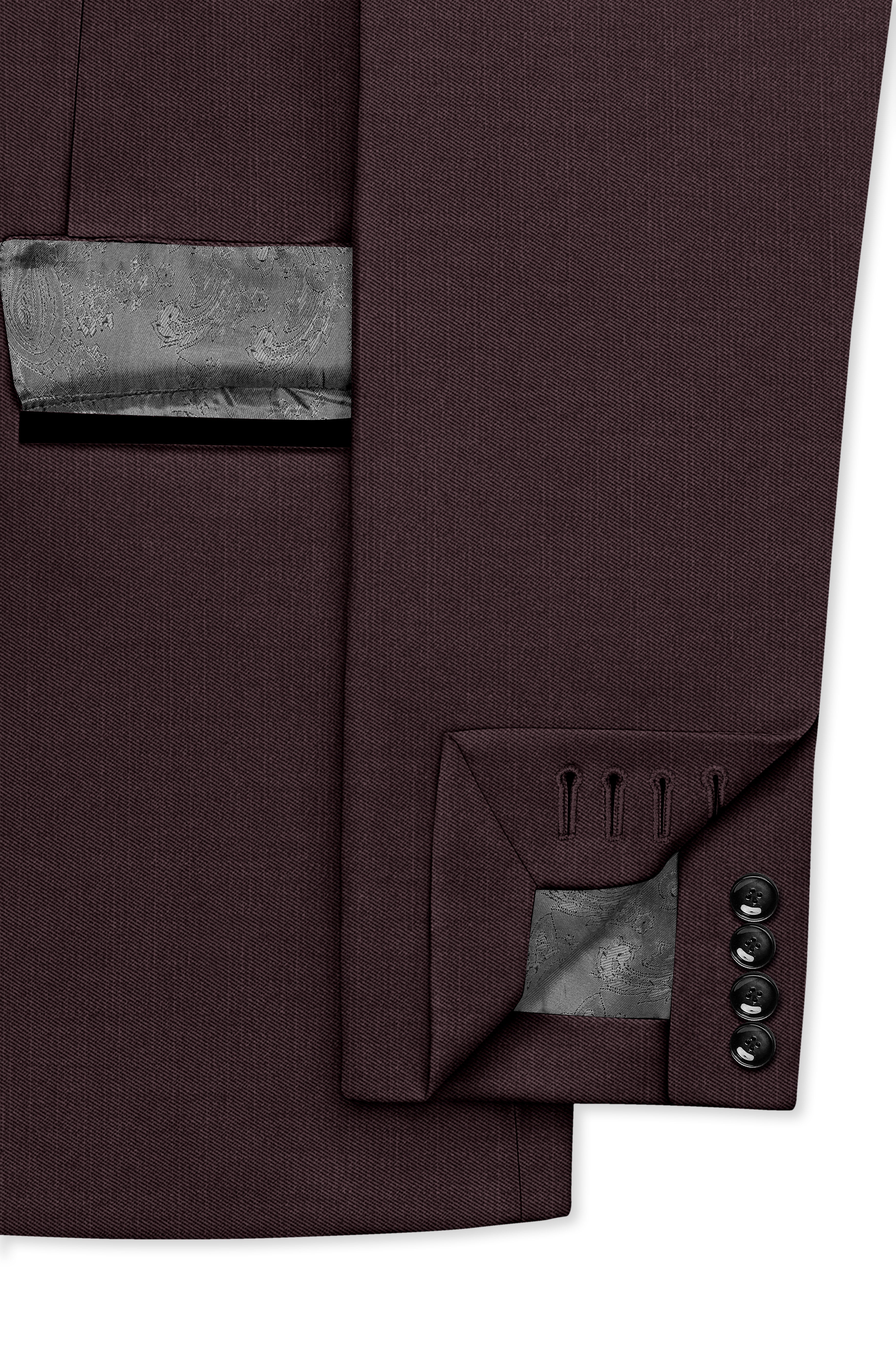 Espresso-Hickory Brown Solid Wool Rich Peak Lapel Tuxedo Slight Stretch Blazer