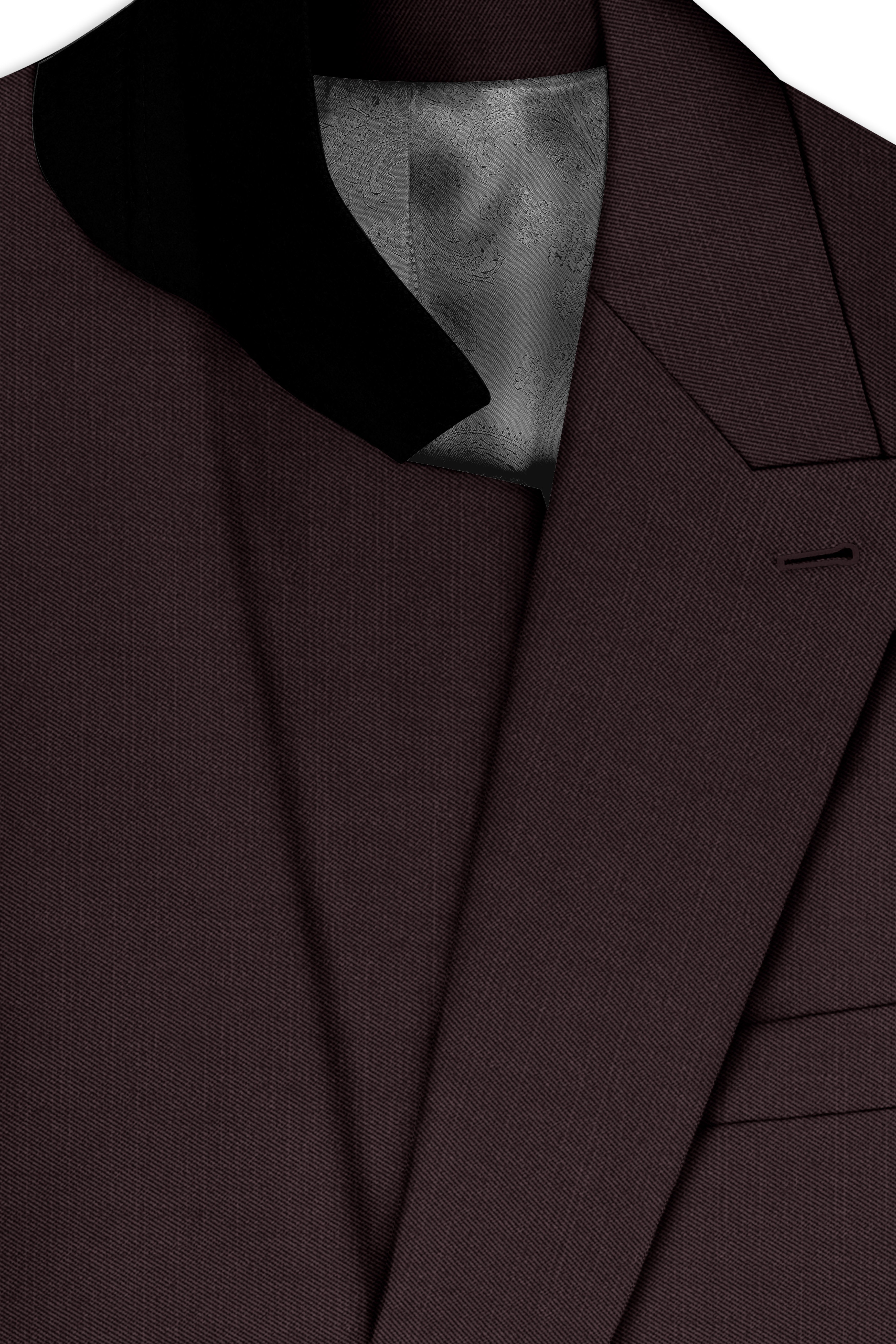 Espresso-Hickory Brown Solid Wool Rich Double Breasted Slight Stretch Blazer