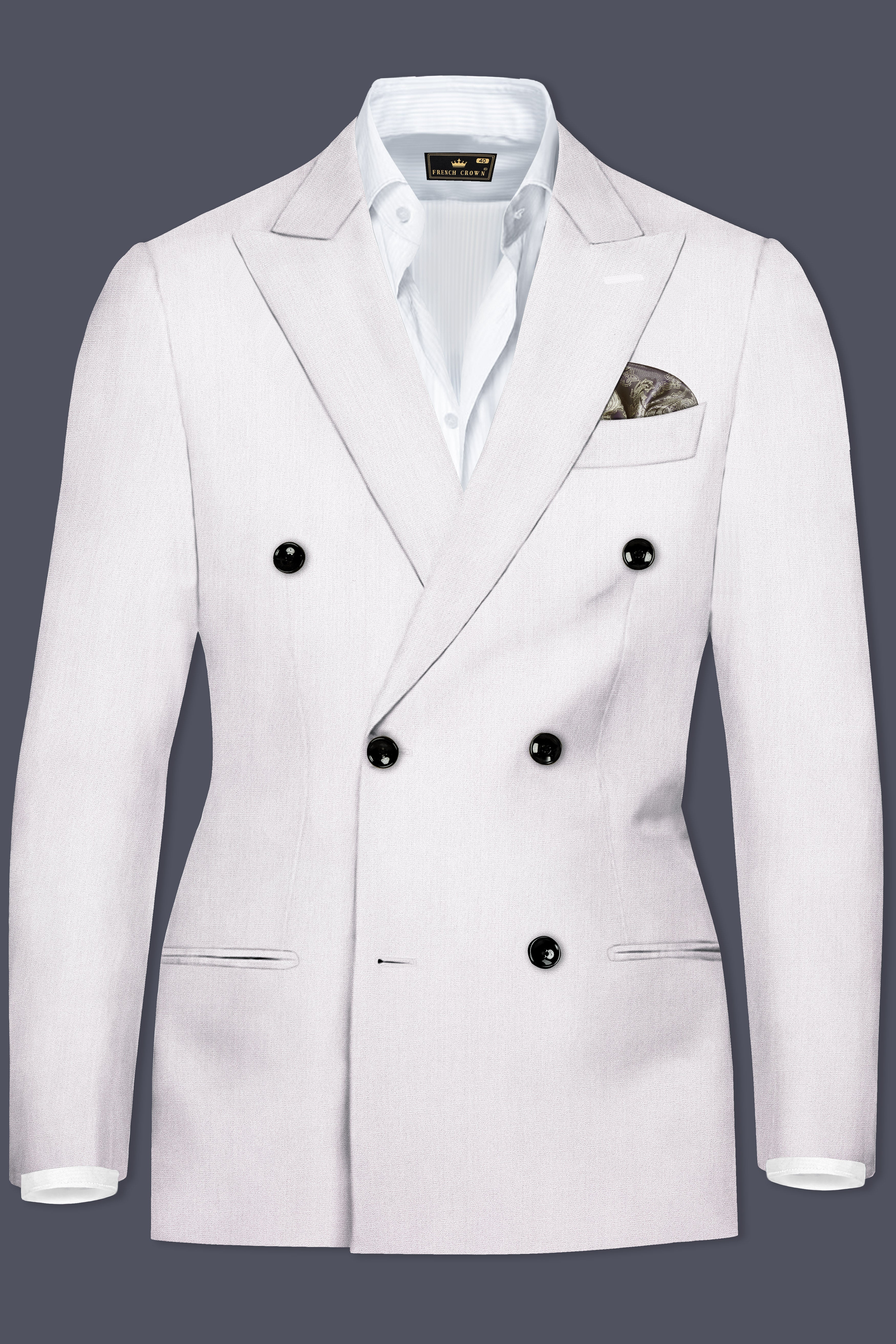 Frost Gray-Glacier Solid Wool Rich Double Breasted Blazer