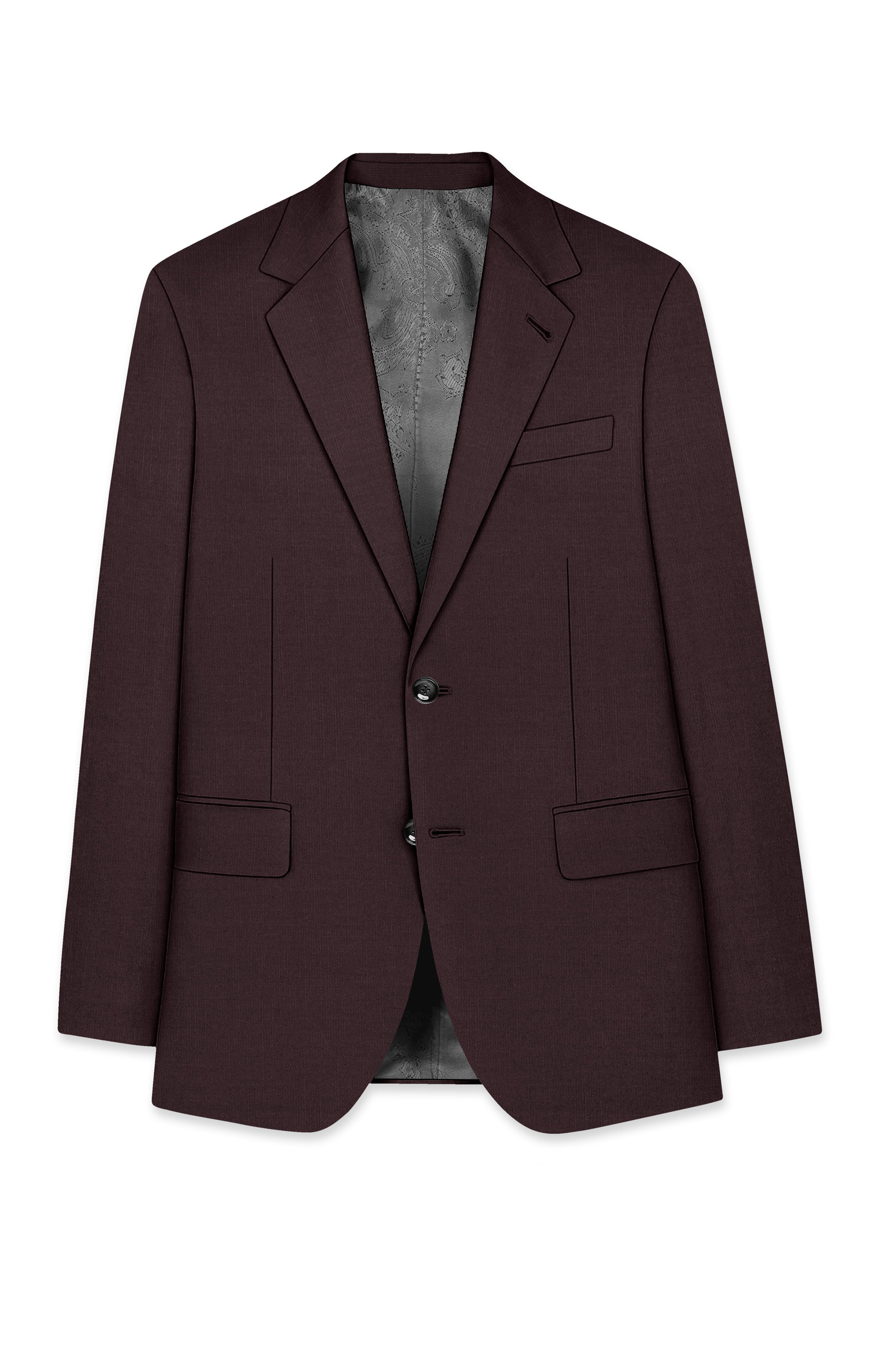 Espresso-Hickory Brown Solid Wool Rich Single Breasted Slight Stretch Blazer