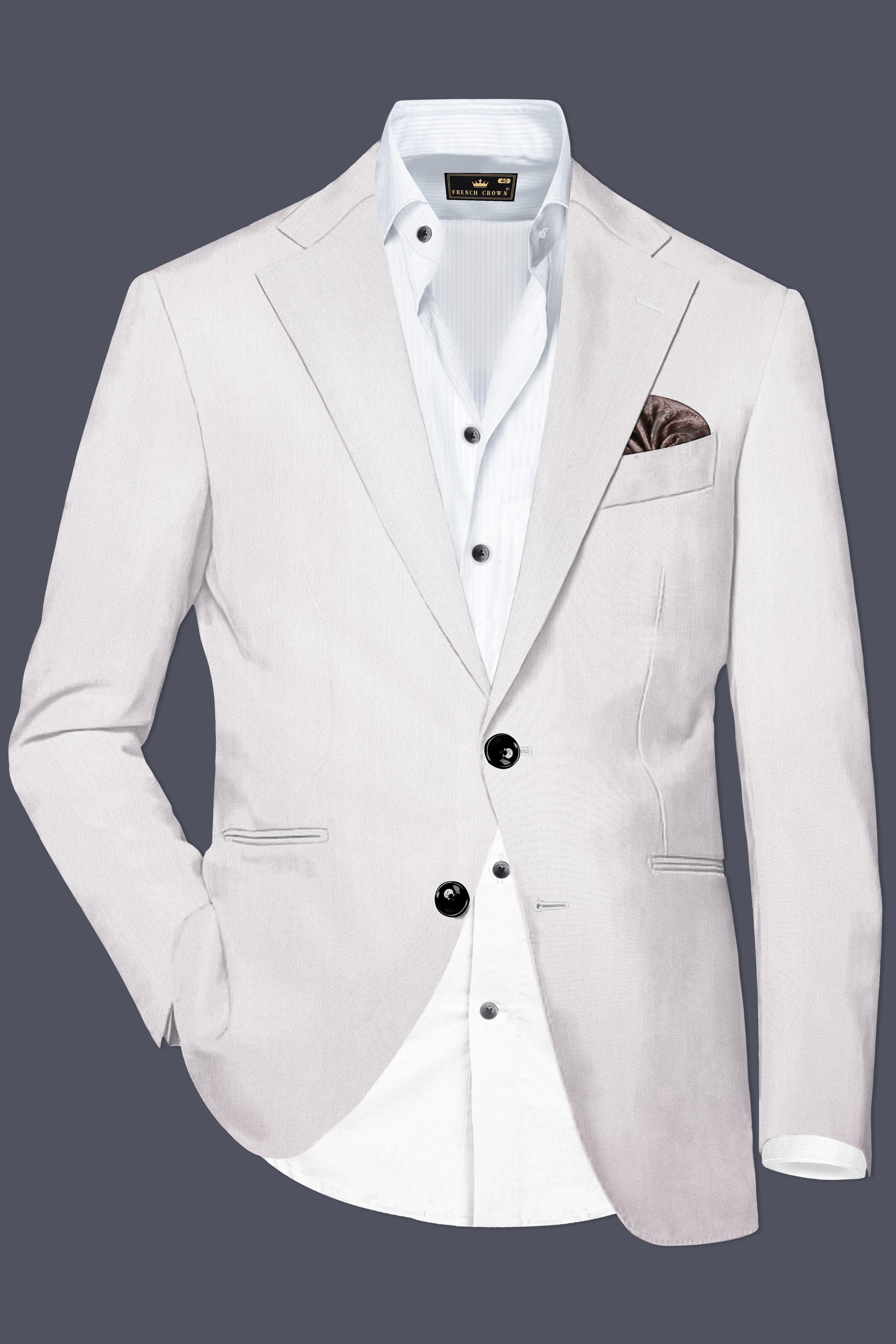 Frost Gray-Glacier Solid Wool Rich Single Breasted Blazer