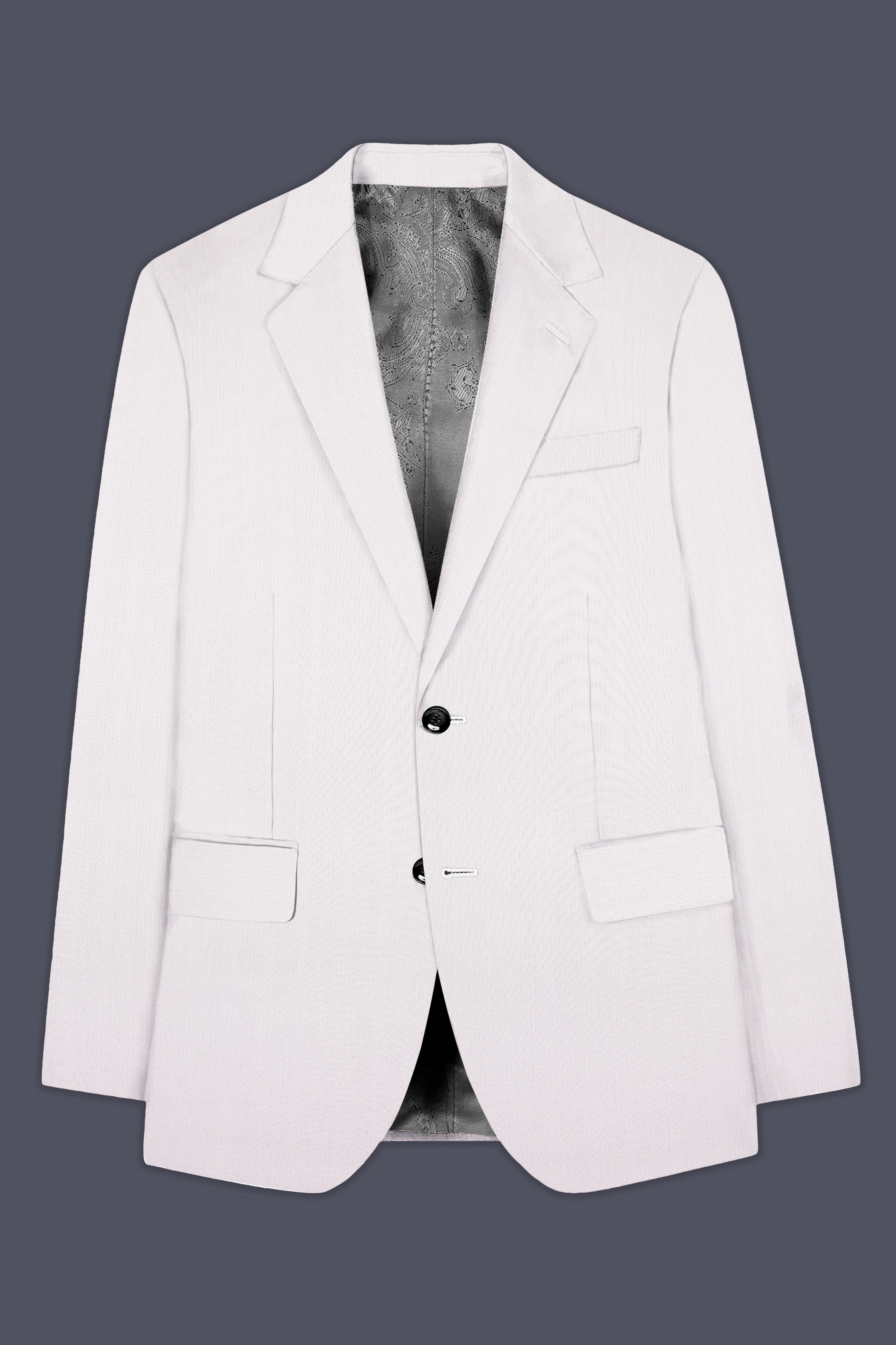 Frost Gray-Glacier Solid Wool Rich Single Breasted Blazer