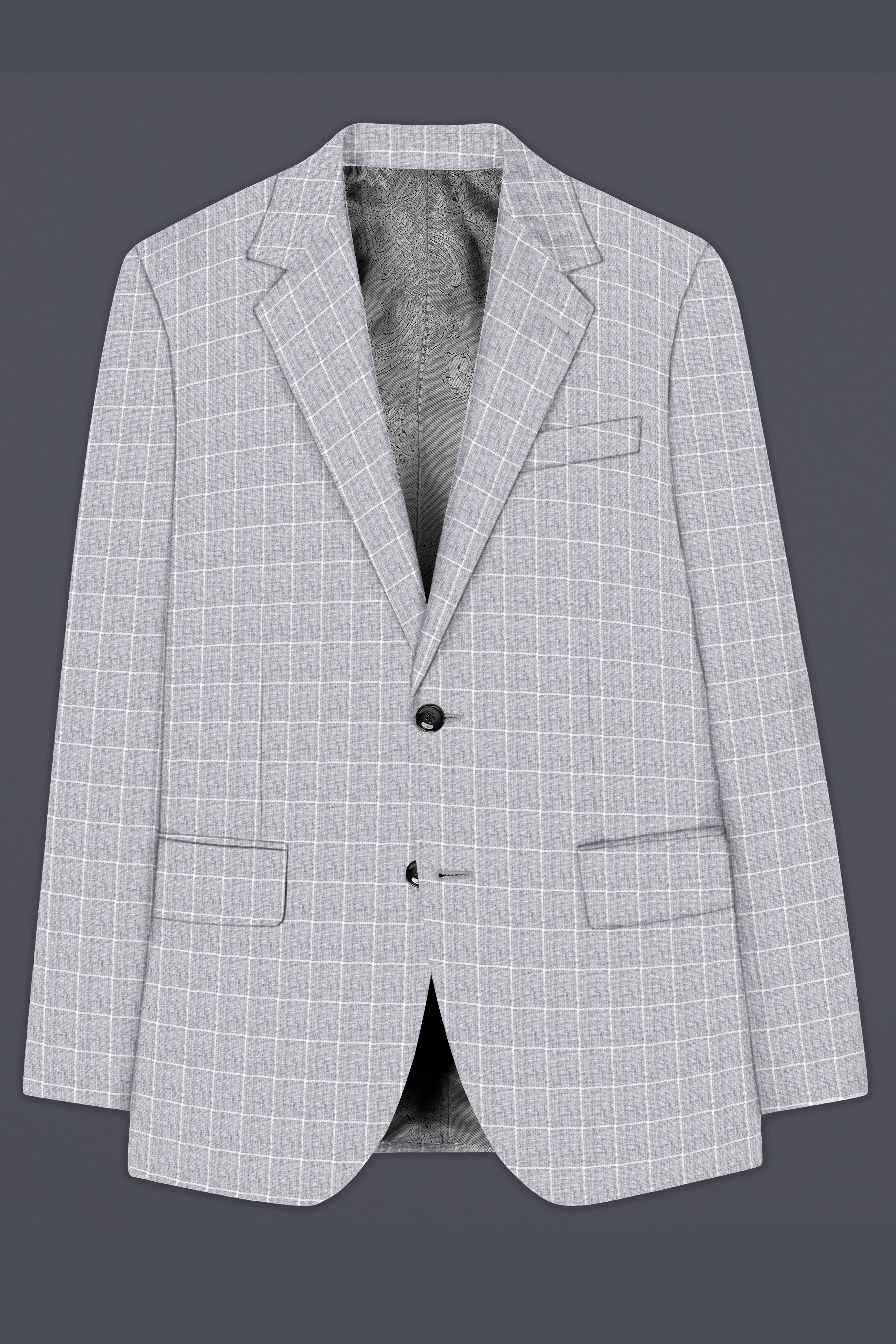 Heritage-Nobel Gray Plaid Wool Rich Single Breasted Blazer