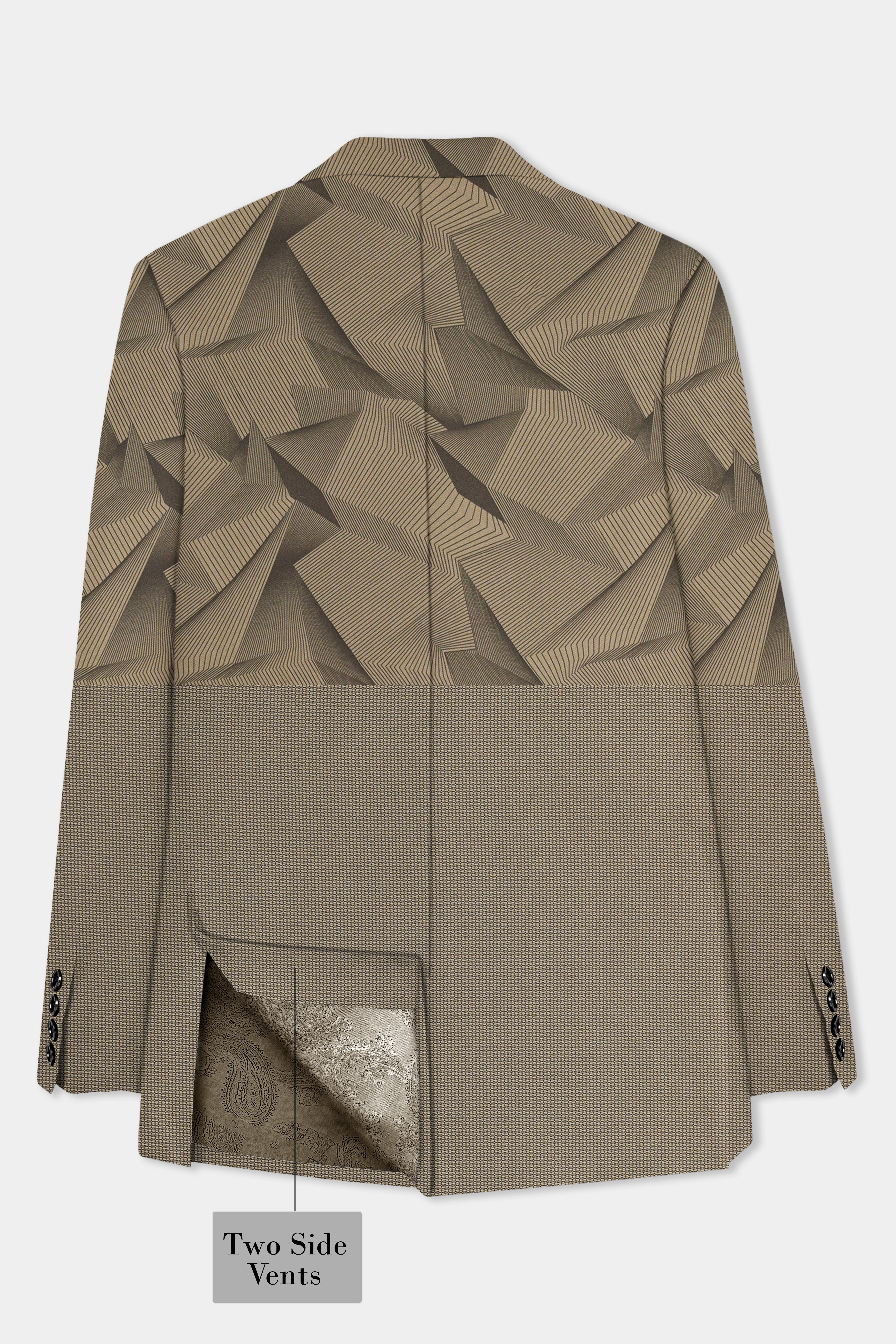 DuneShade-Sand Dune Brown Half 3D Prints Cotton Single Breasted Blazer