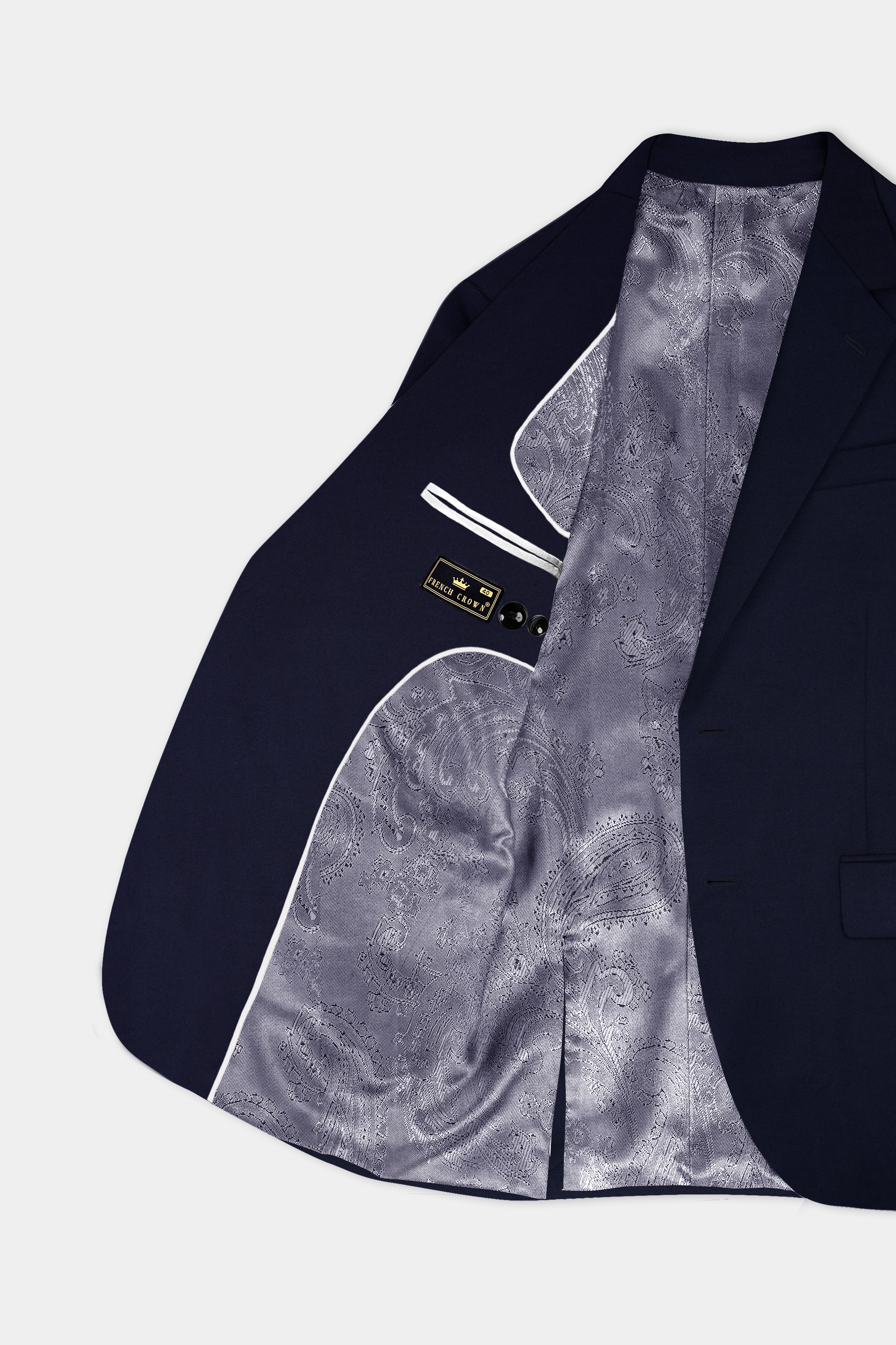 Ashen-Cinder Blue Solid Wool Rich Single Breasted Blazer