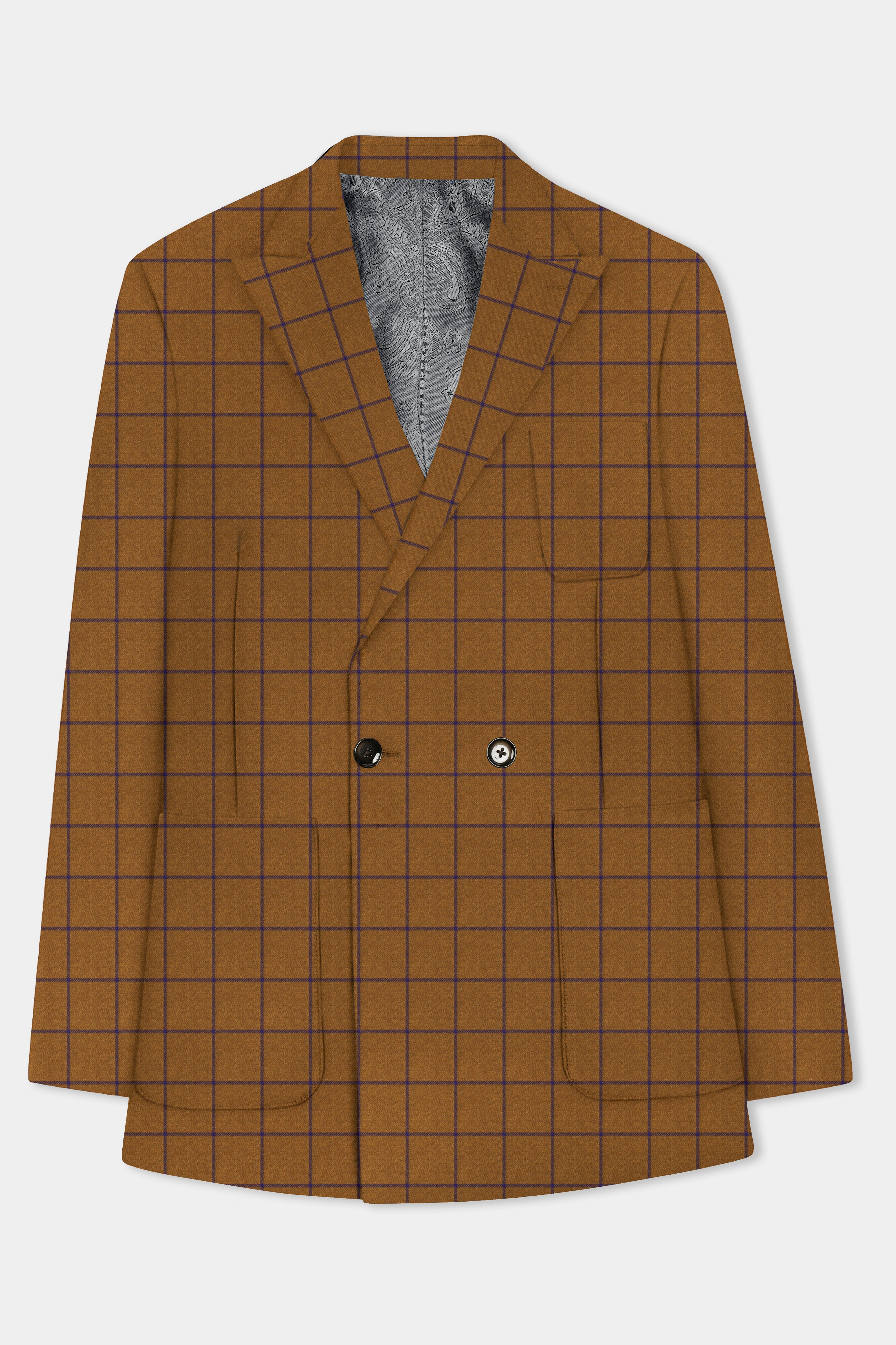 Savile-Barley Brown windows Tweed Double Breasted Designer Blazer