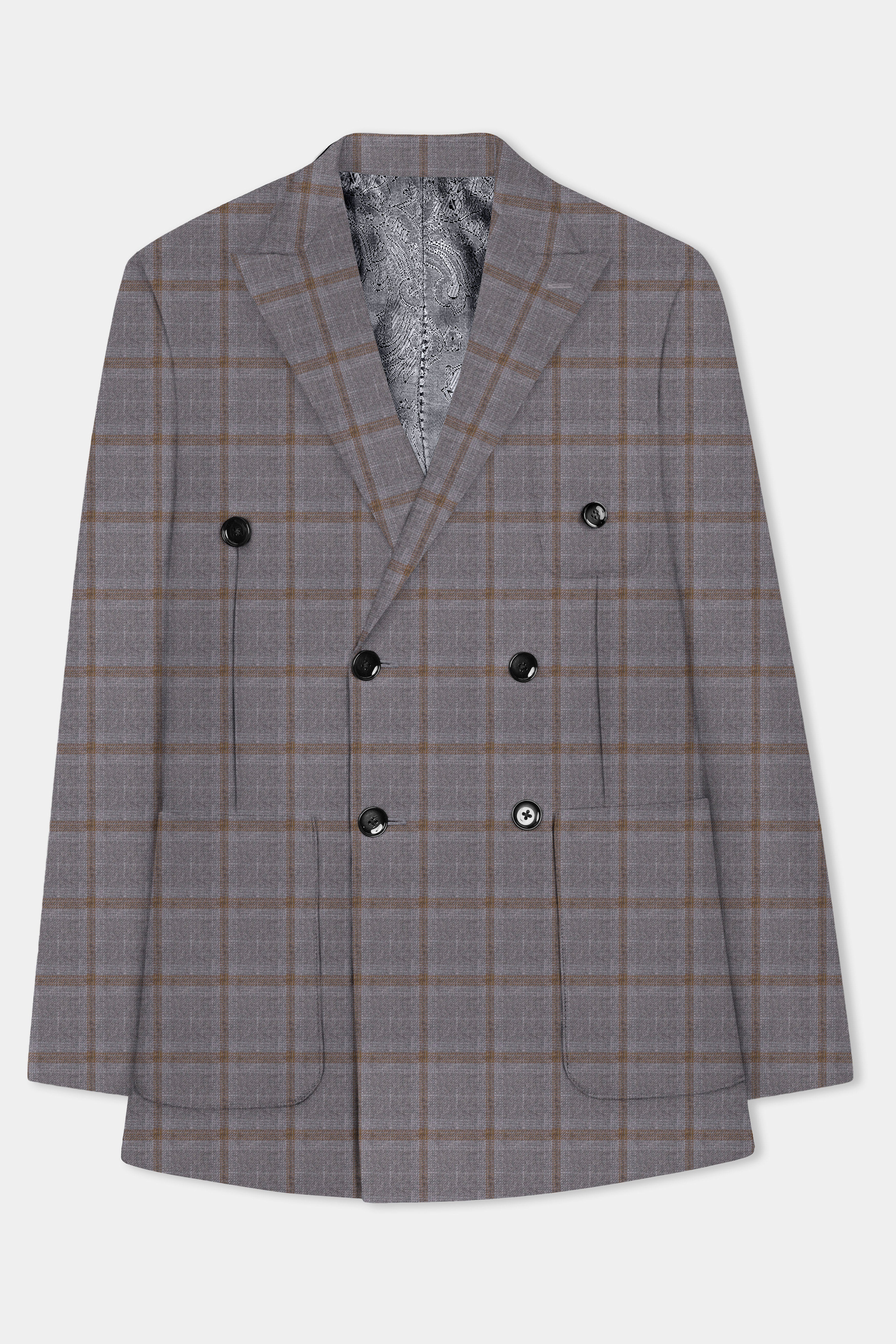 Flintstone-Gray windows Tweed Double Breasted Sports Blazer