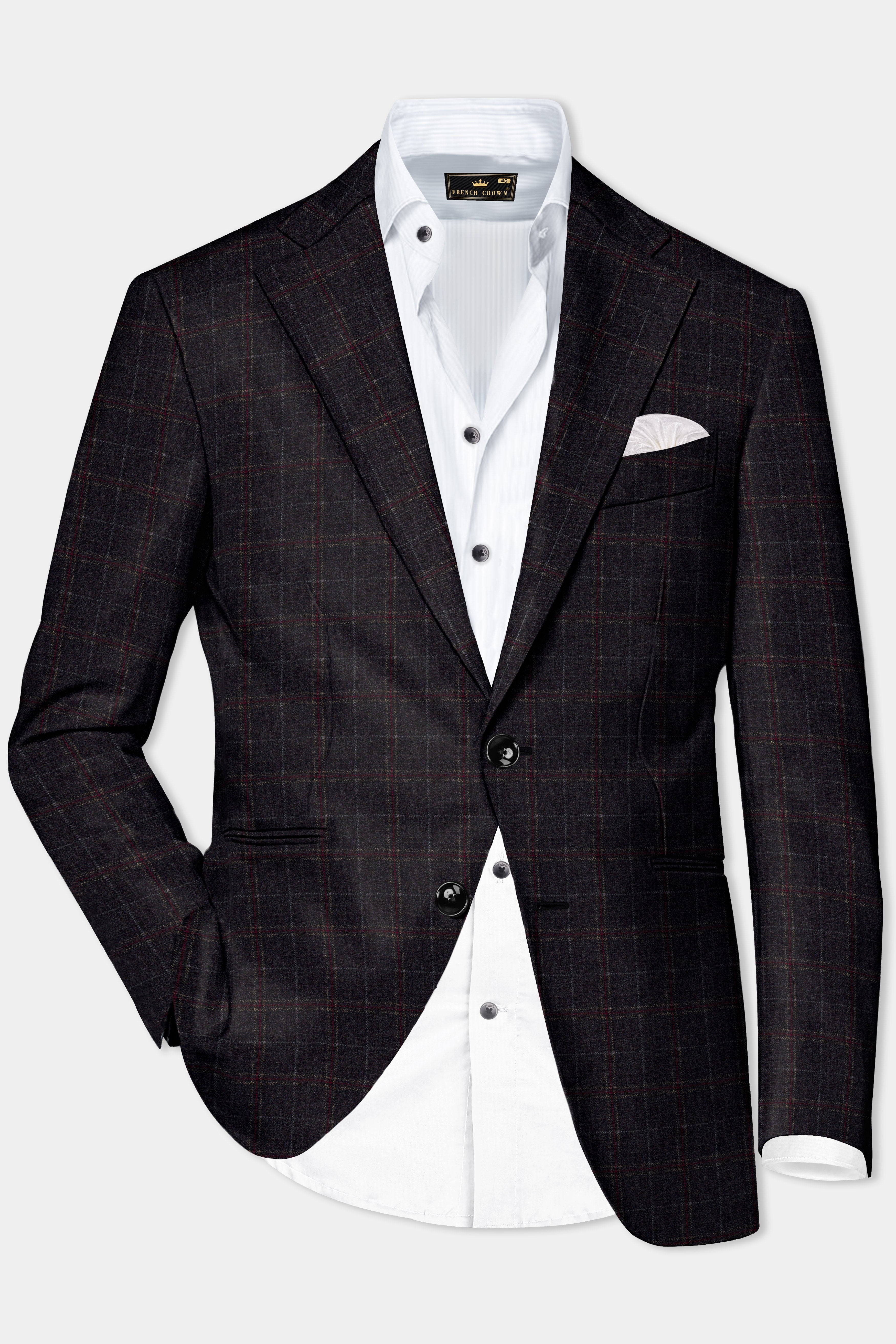 Apollo-Zeus Brown Plaid Tweed Single Breasted Blazer