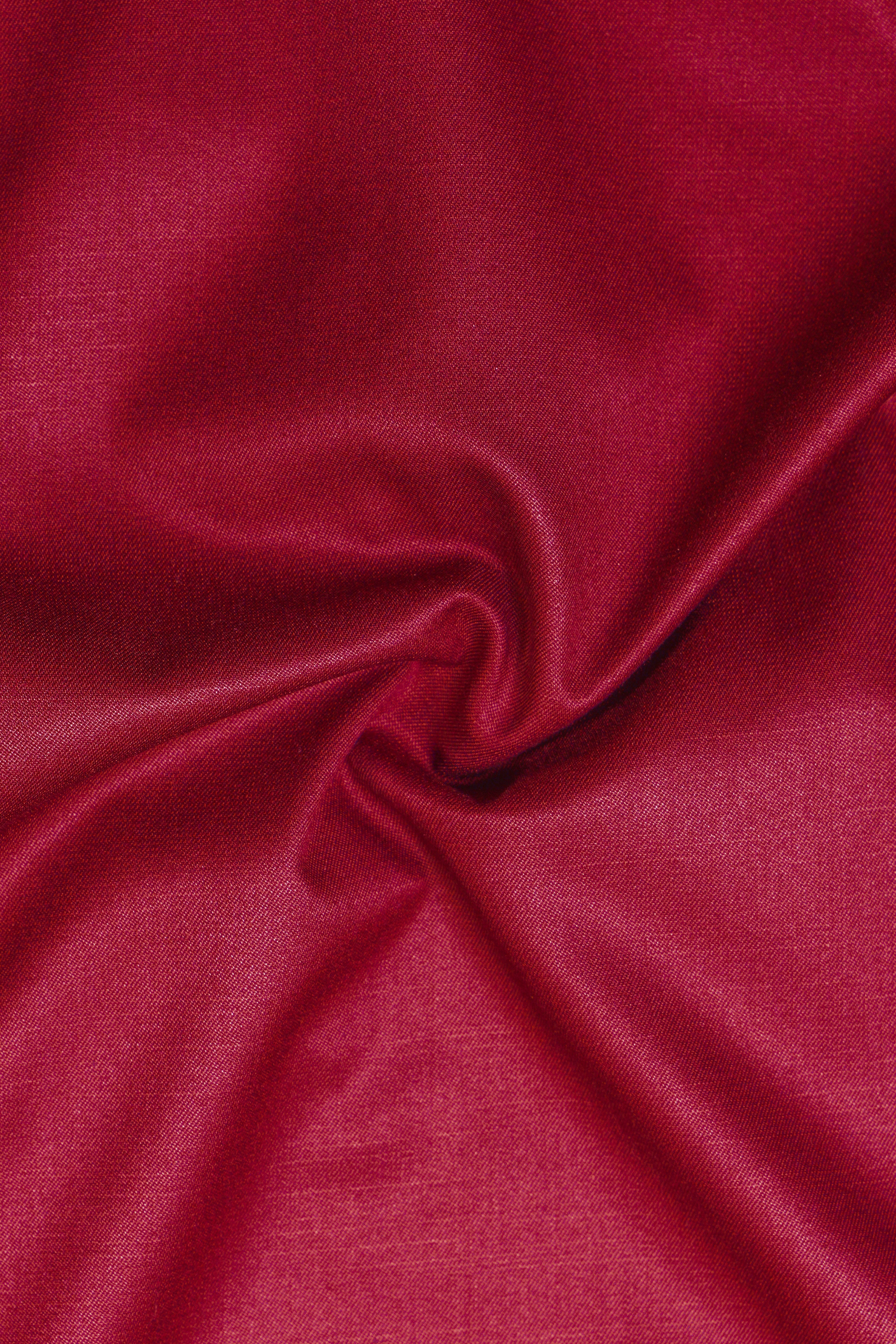 Vermilion-Chili Red Solid Wool Rich Tuxedo Slight Stretch Blazer