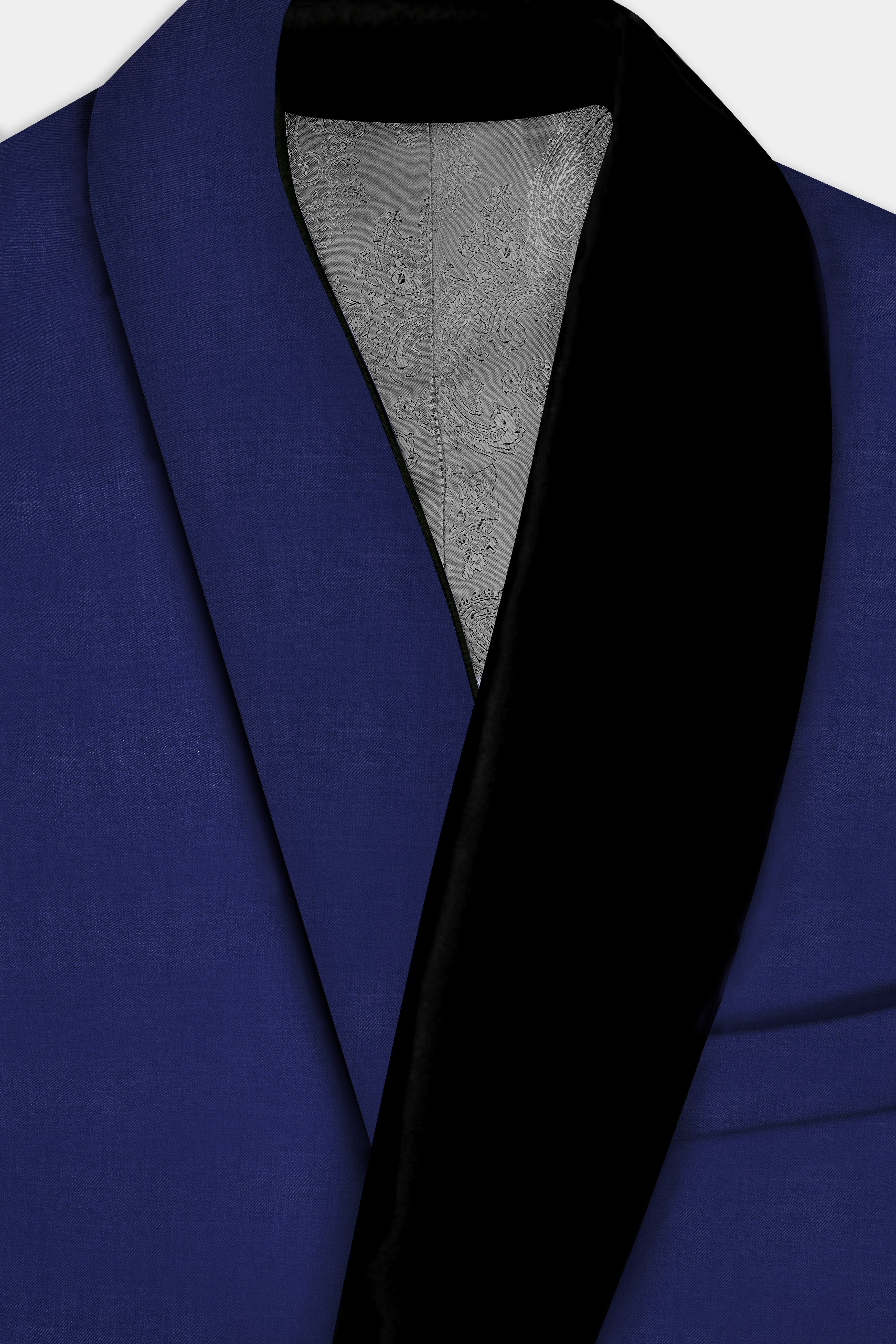 Celestia- Blue Solid Wool Rich Tuxedo Slight Stretch Blazer