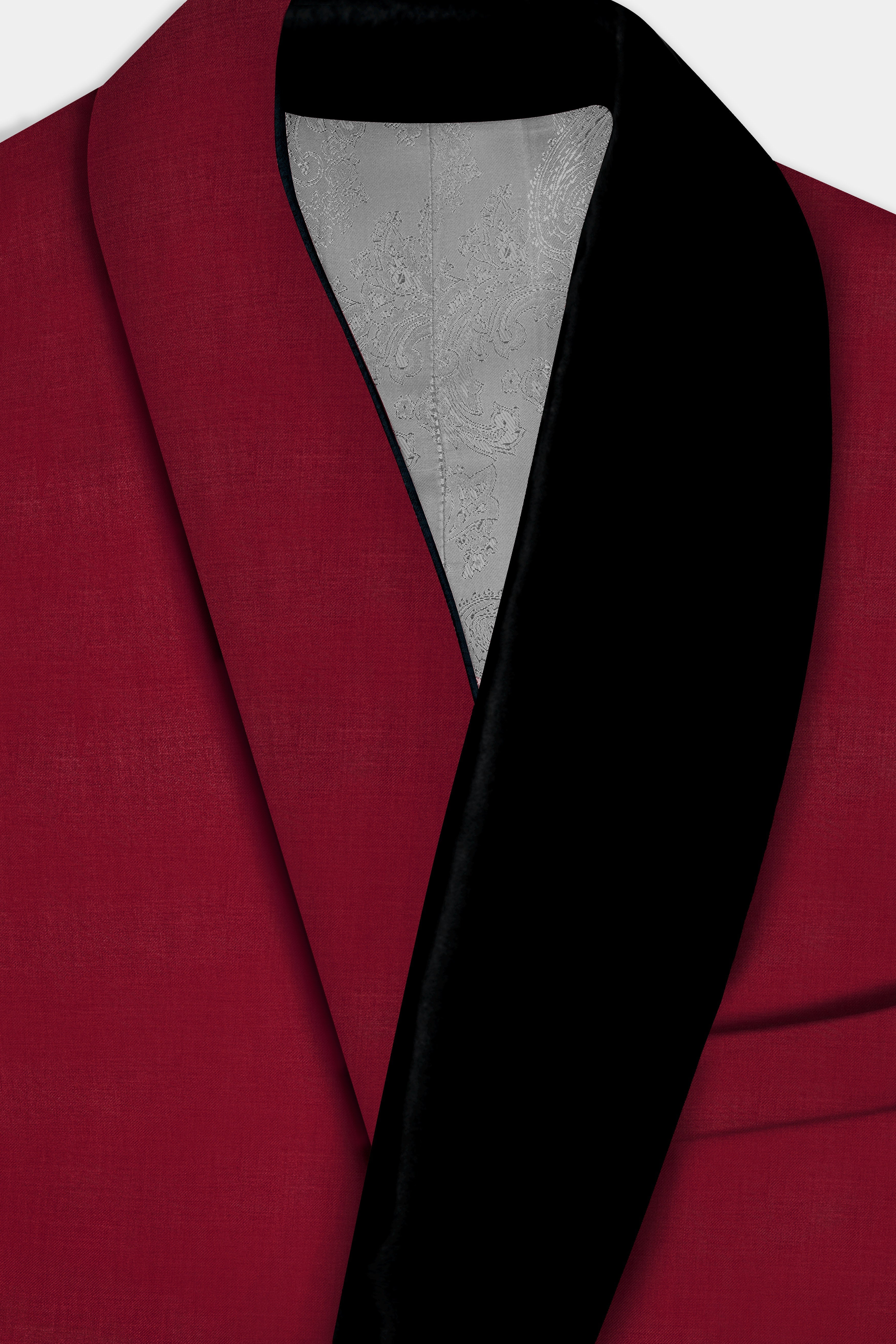 CrimsonAce-Cherry Red Solid Wool Rich Tuxedo Slight Stretch Blazer