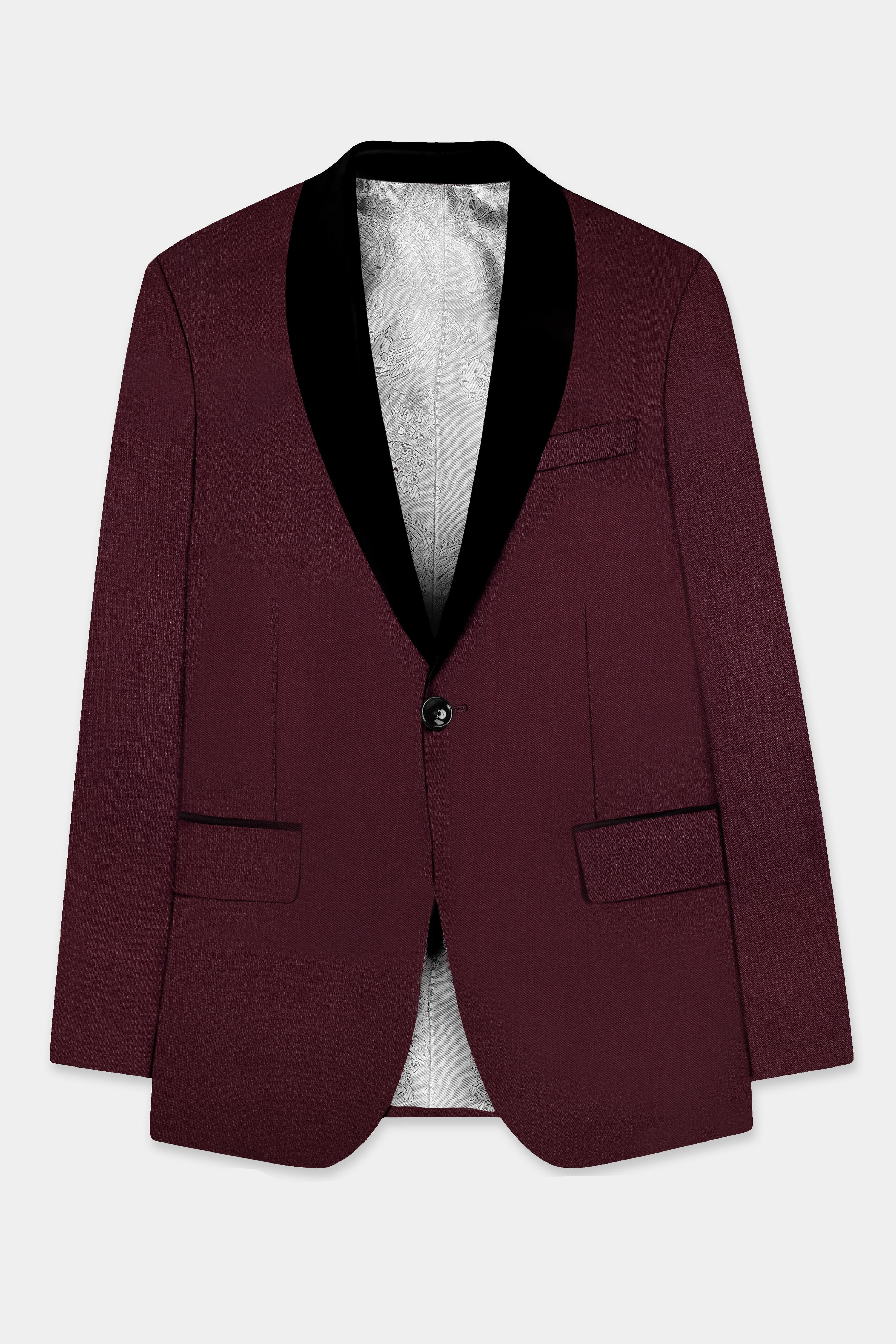 SepiaElite-Tamarind Brown Solid Wool Rich Tuxedo Slight Stretch Blazer