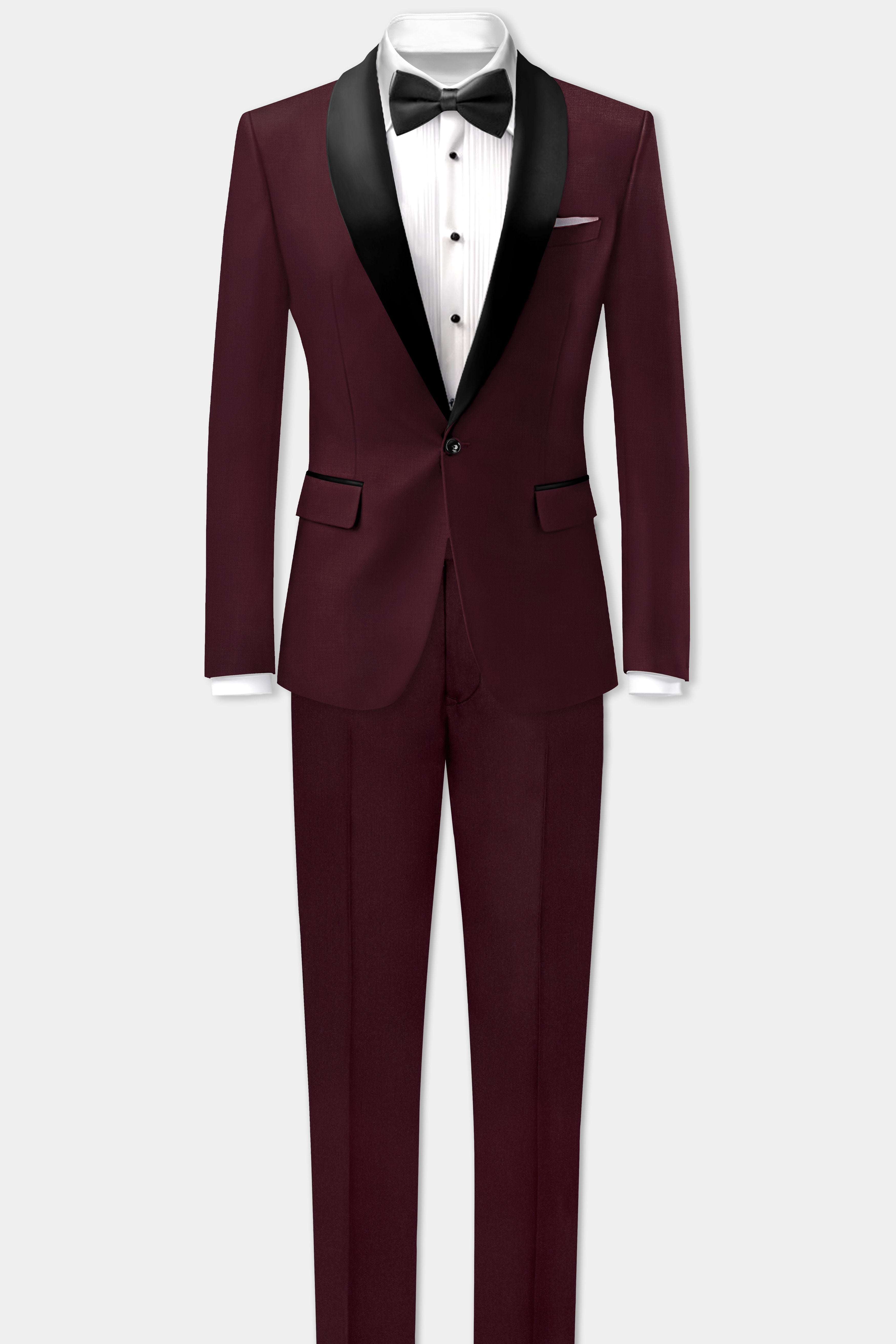 SepiaElite-Tamarind Brown Solid Wool Rich Tuxedo Slight Stretch Blazer