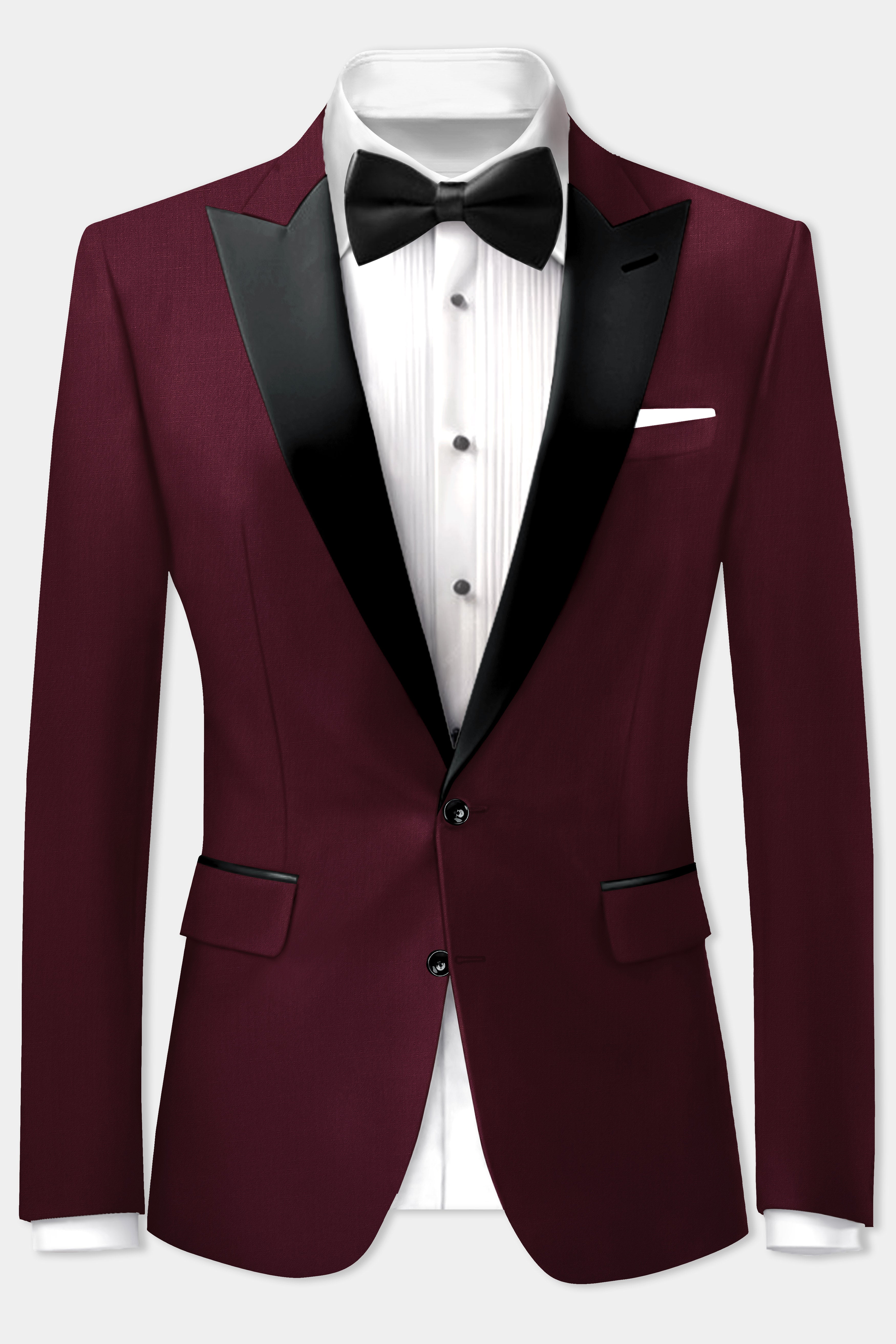 SepiaElite-Tamarind Brown Solid Wool Rich Peak Lapel Tuxedo Blazer