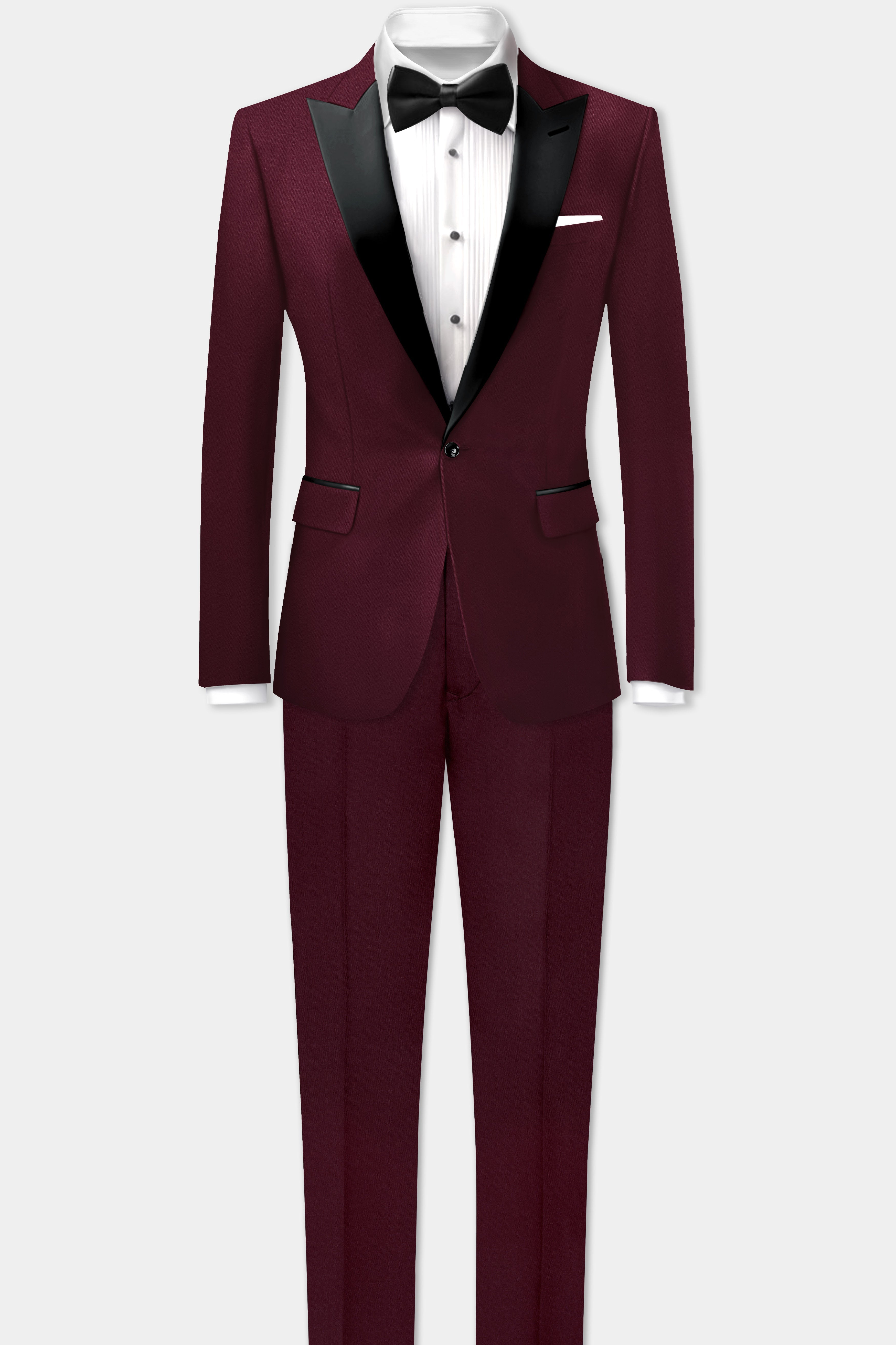 SepiaElite-Tamarind Brown Solid Wool Rich Peak Lapel Tuxedo Slight Stretch Blazer