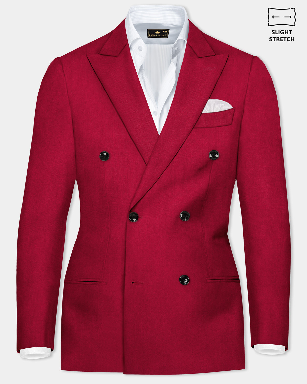 Vermilion-Chili Red Solid Premium Wool Blend Double Breasted Blazer For ...