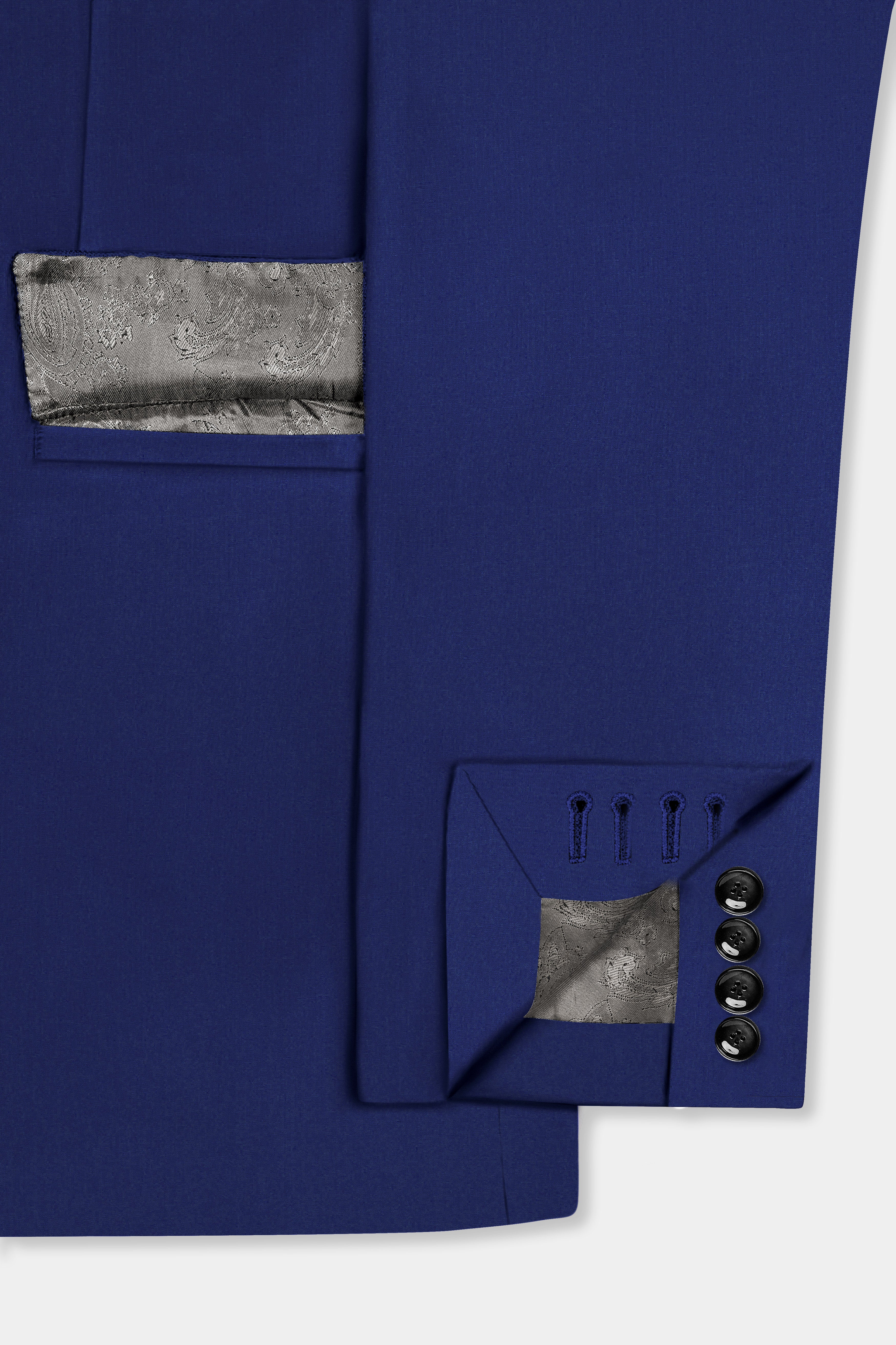 Celestia-Zodiac Blue Solid Wool Rich Double Breasted Blazer