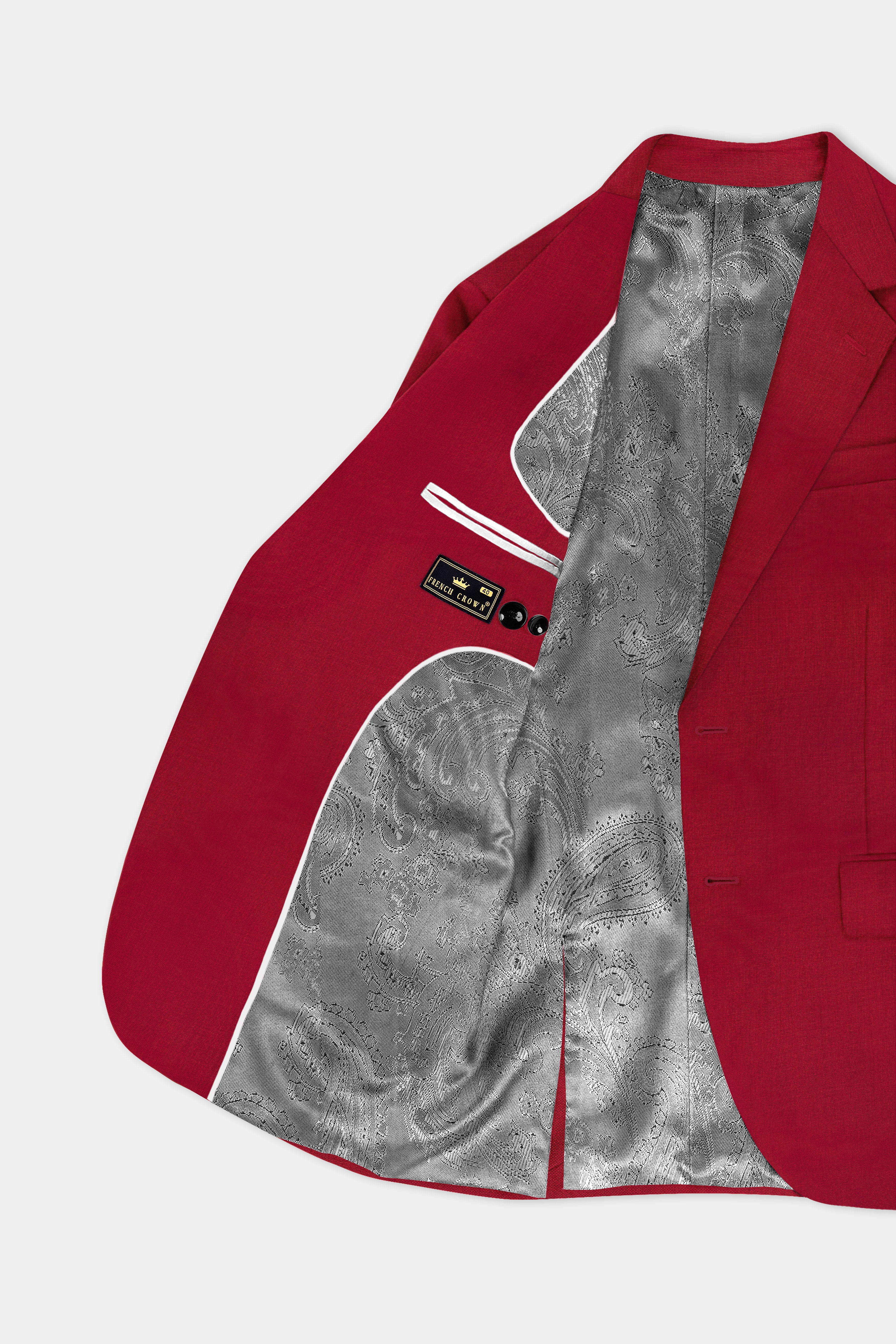 Vermilion-Chili Red Solid Wool Rich Single Breasted Slight Stretch Blazer