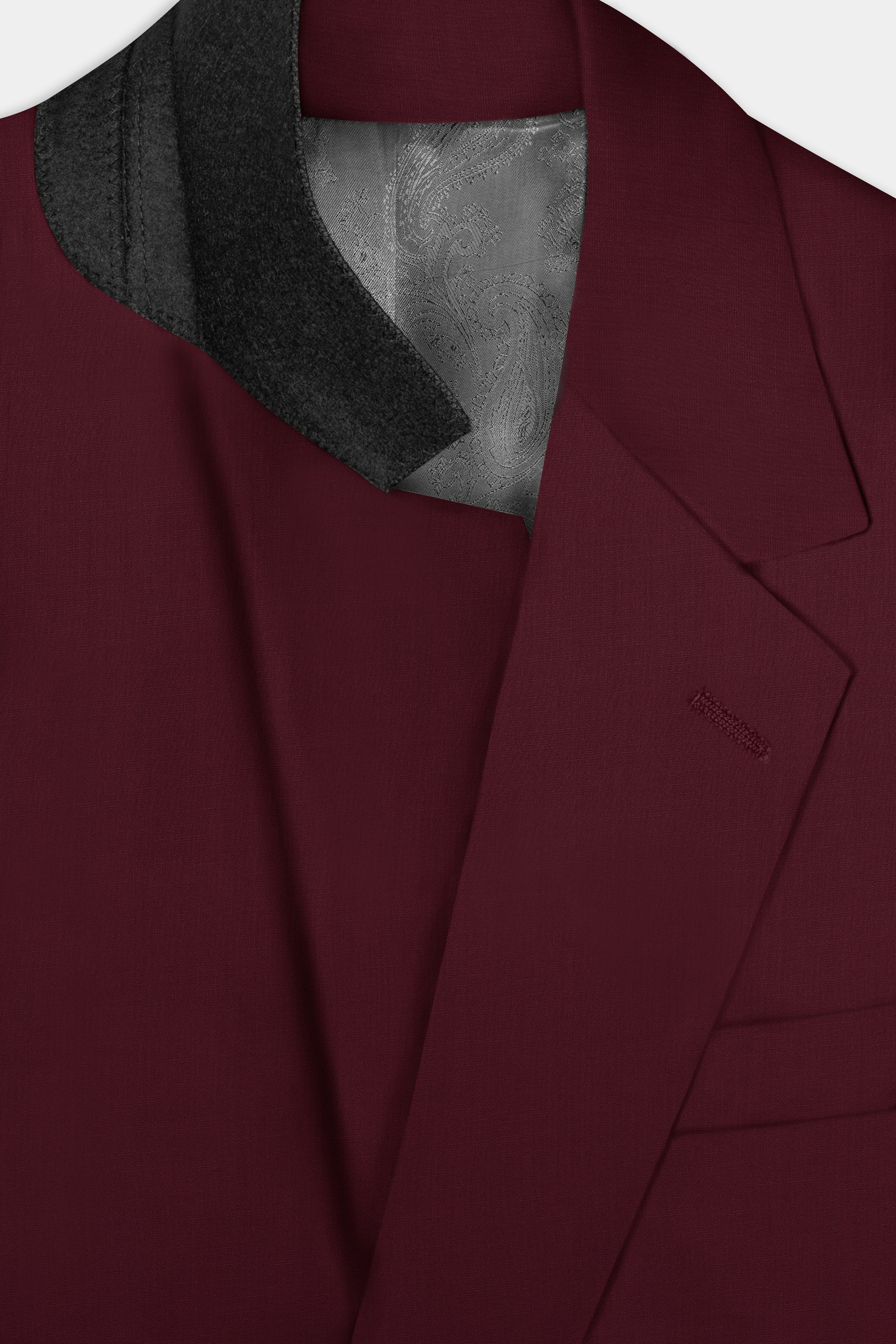 Merlot-Wine Berry Solid Wool Rich Single Breasted Blazer