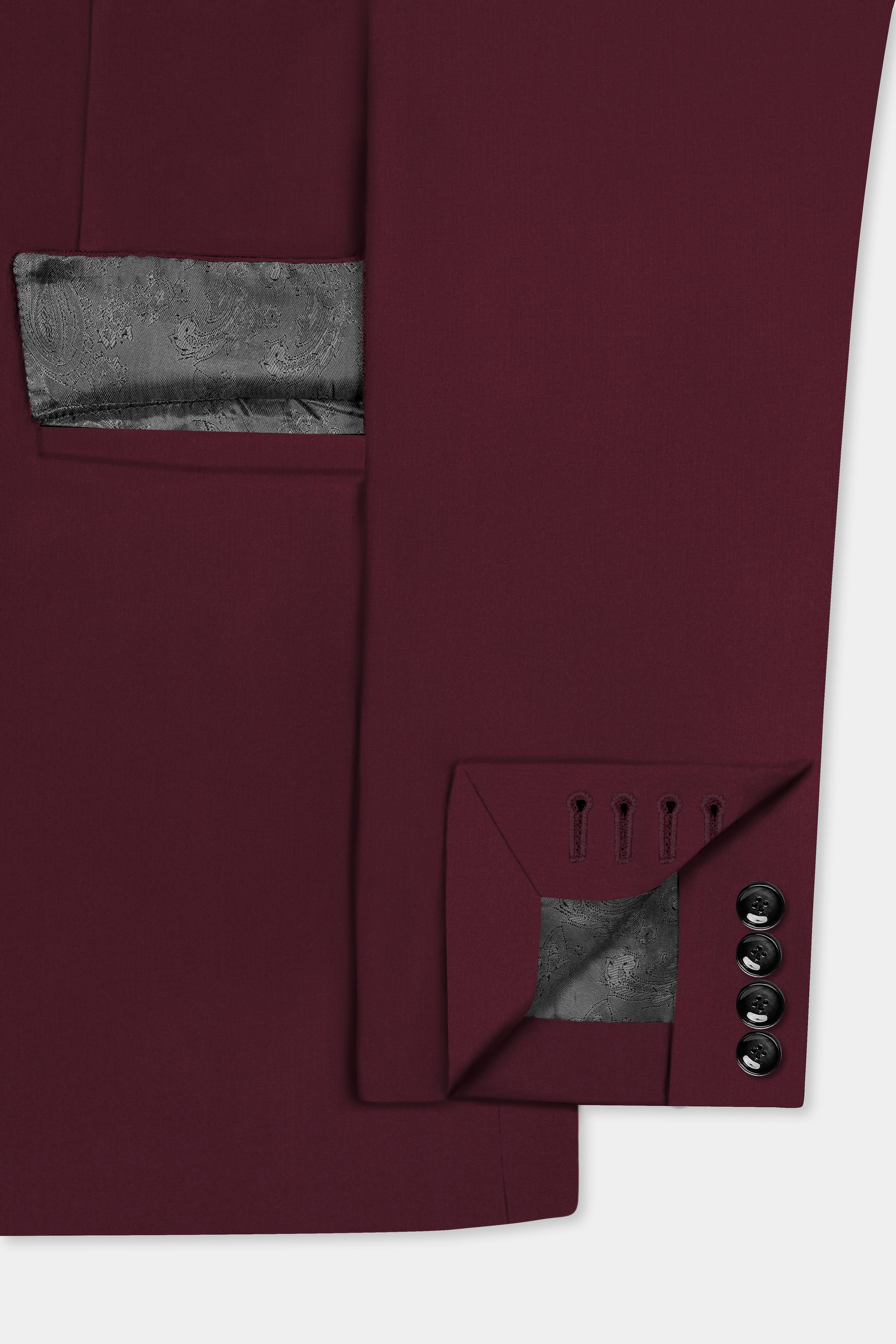 Merlot-Wine Berry Solid Wool Rich Single Breasted Slight Stretch Blazer