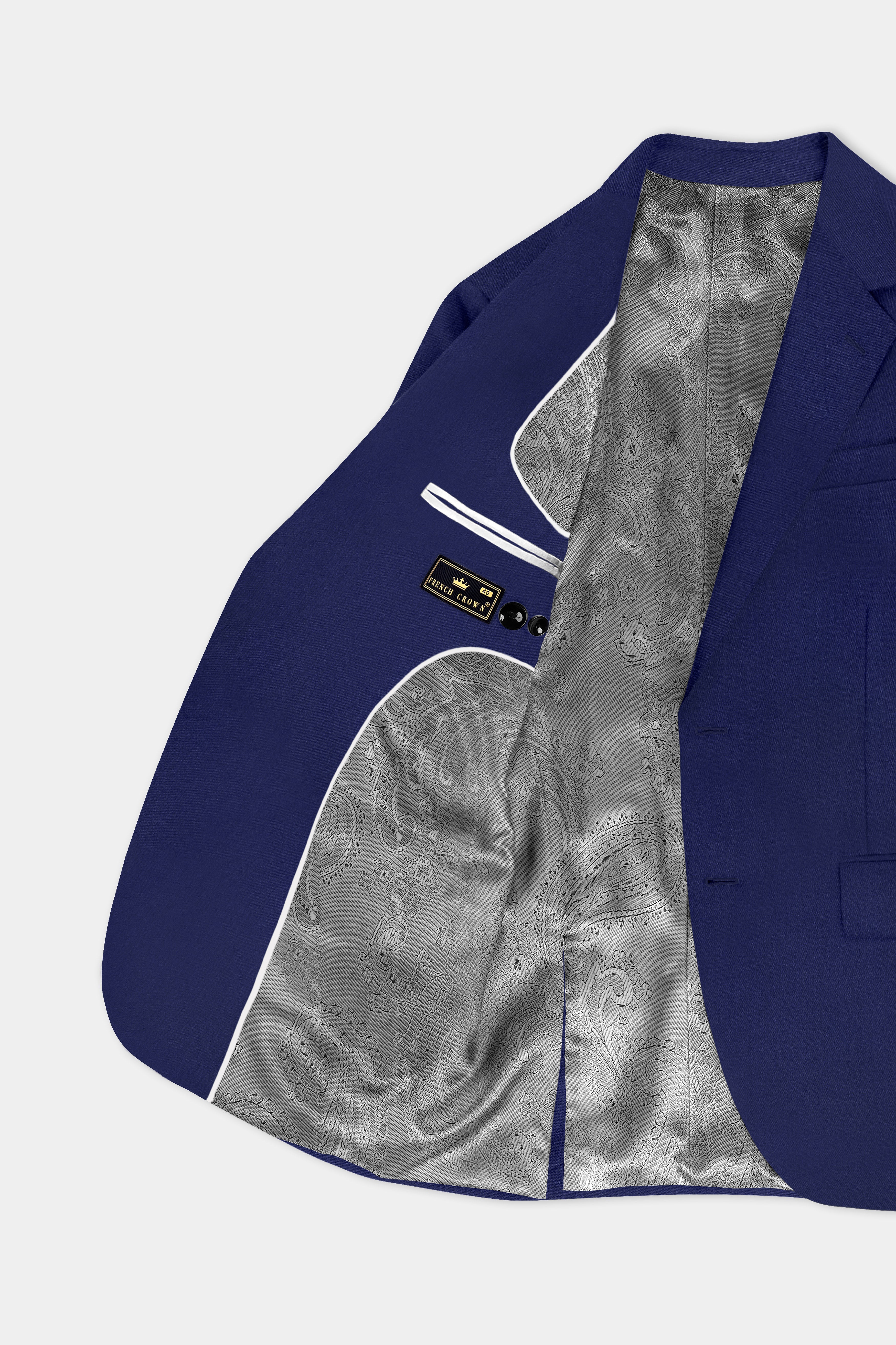 Celestia- Blue Solid Wool Rich Single Breasted Slight Stretch Blazer