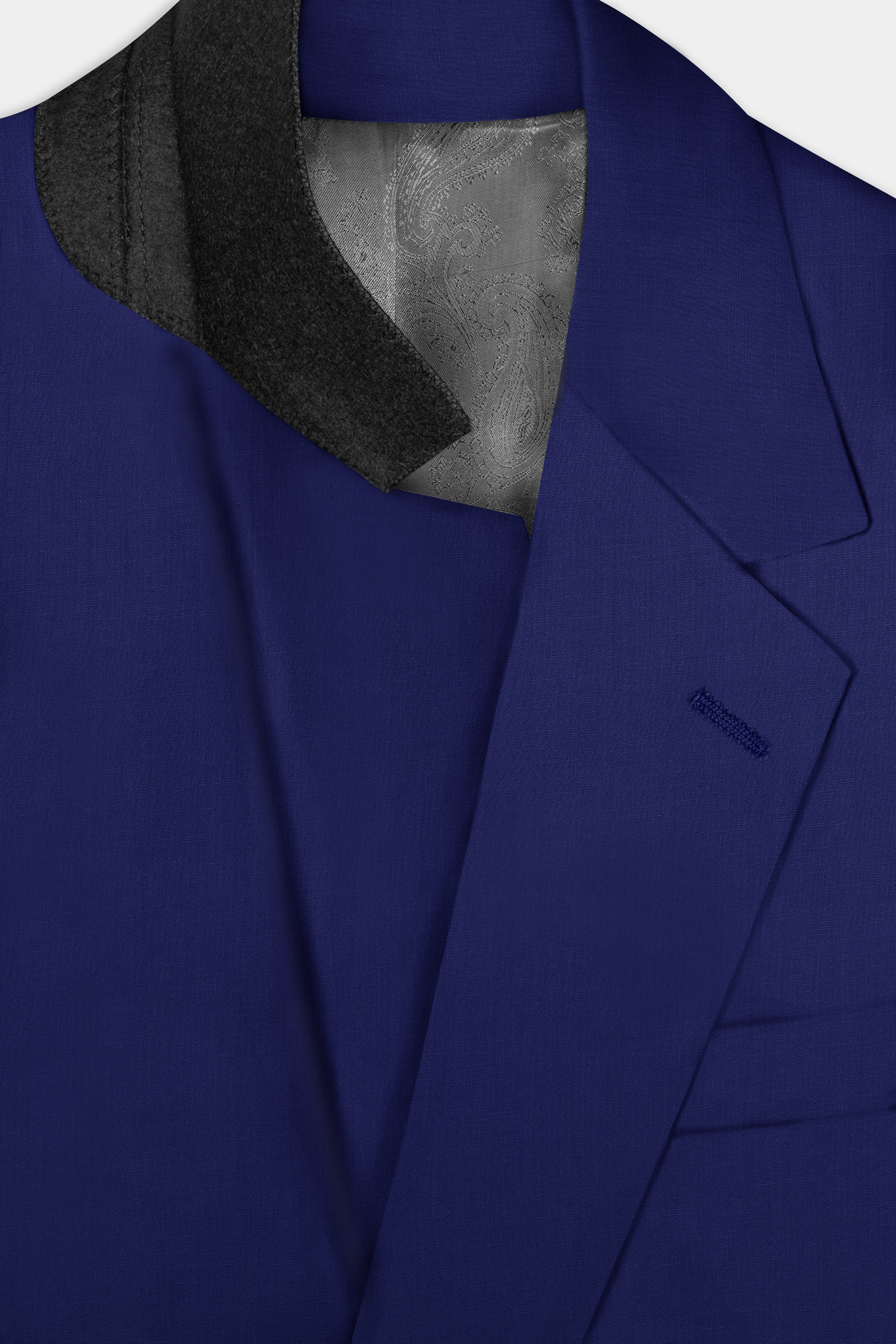 Celestia- Blue Solid Wool Rich Single Breasted Slight Stretch Blazer