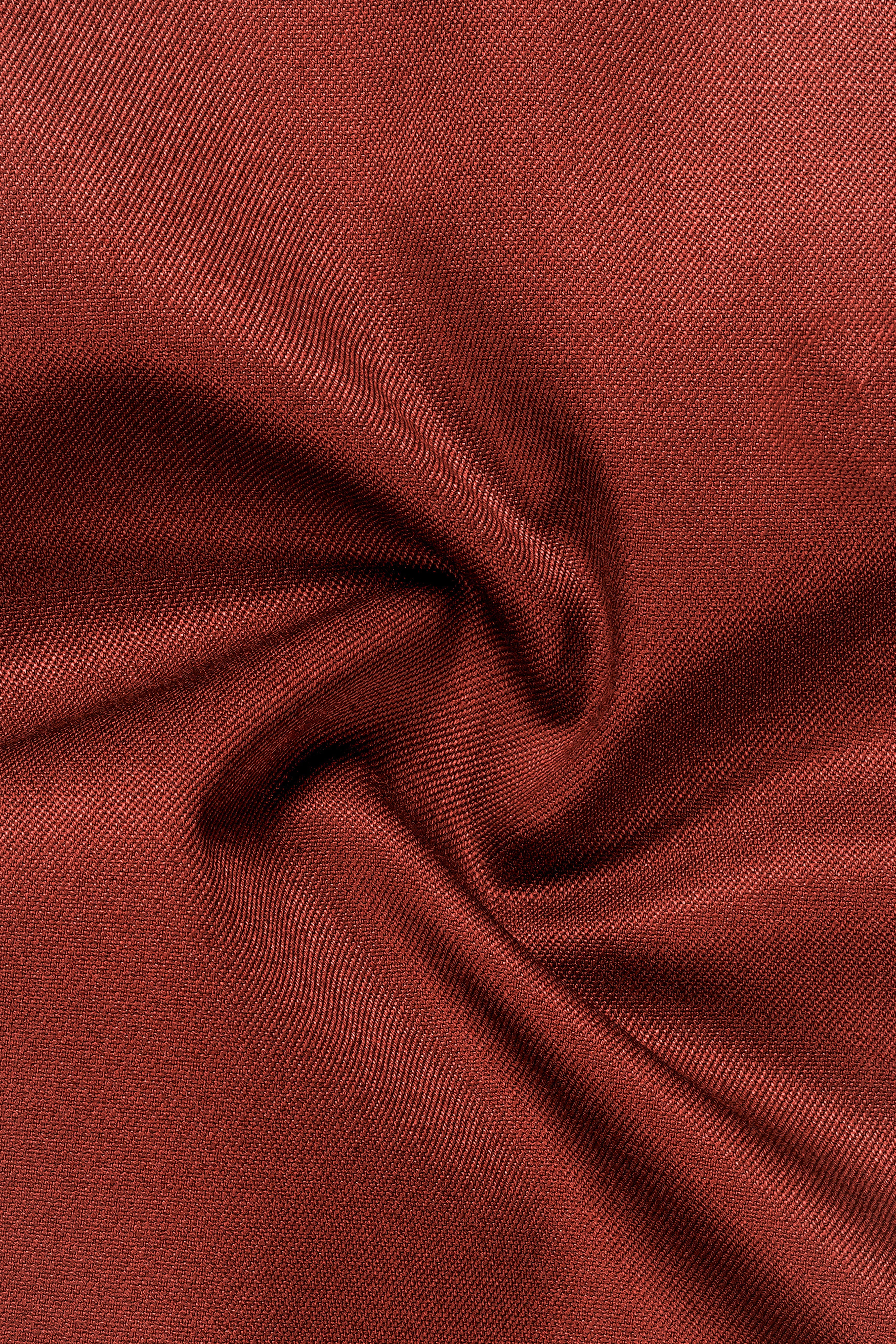 Inferno Rust-Brick Red Solid Wool Rich Peak Lapel Tuxedo Slight Stretch Blazer