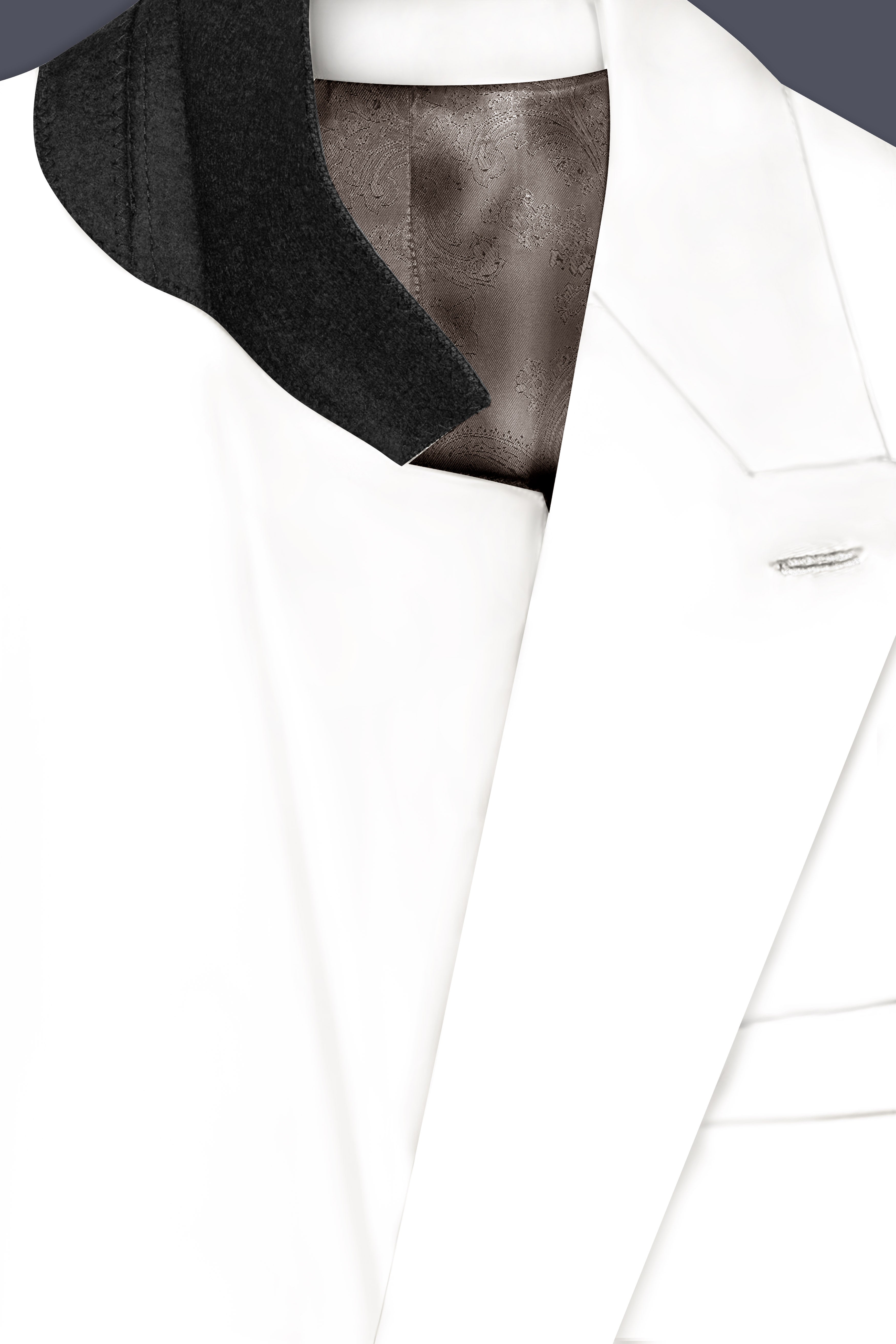 Off White Solid Wool Rich Double Breasted Slight Stretch Blazer