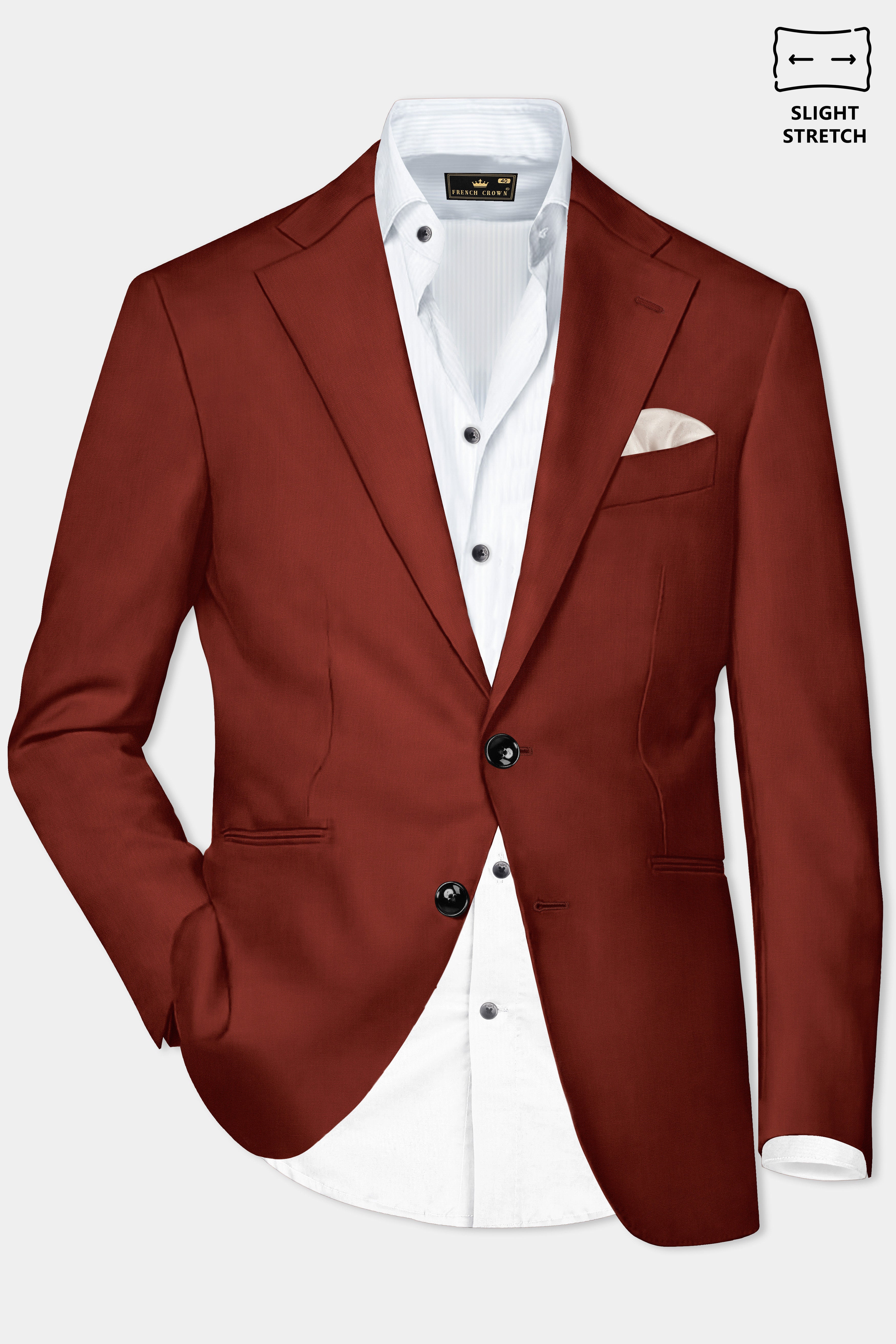 [Red Fleece × BAIRD McNUTT] スーツ Inferno Rust-Brick Red Solid Premium Wool Blend Single Breasted