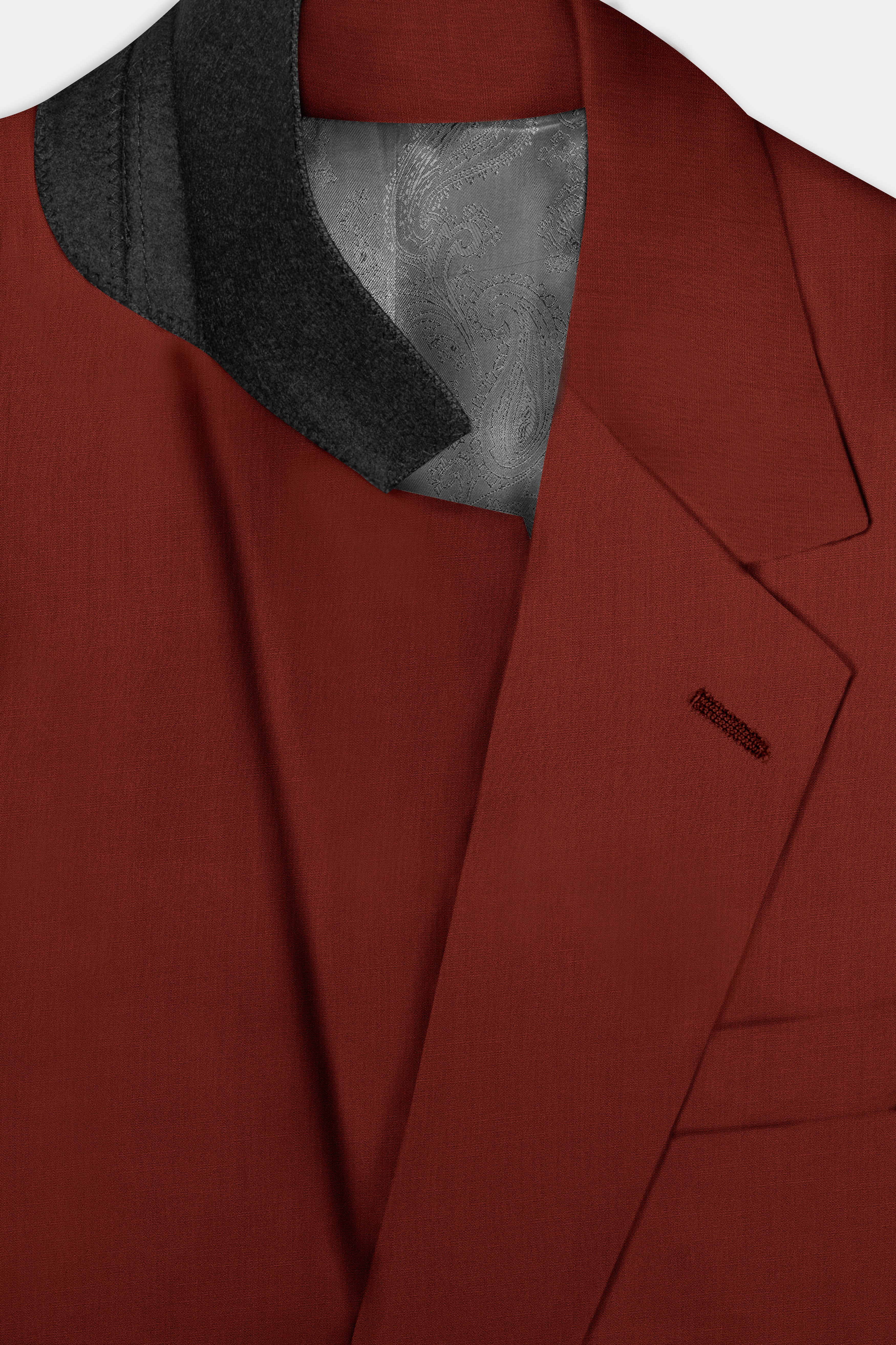 Inferno Rust-Brick Red Solid Wool Rich Single Breasted Slight Stretch Blazer