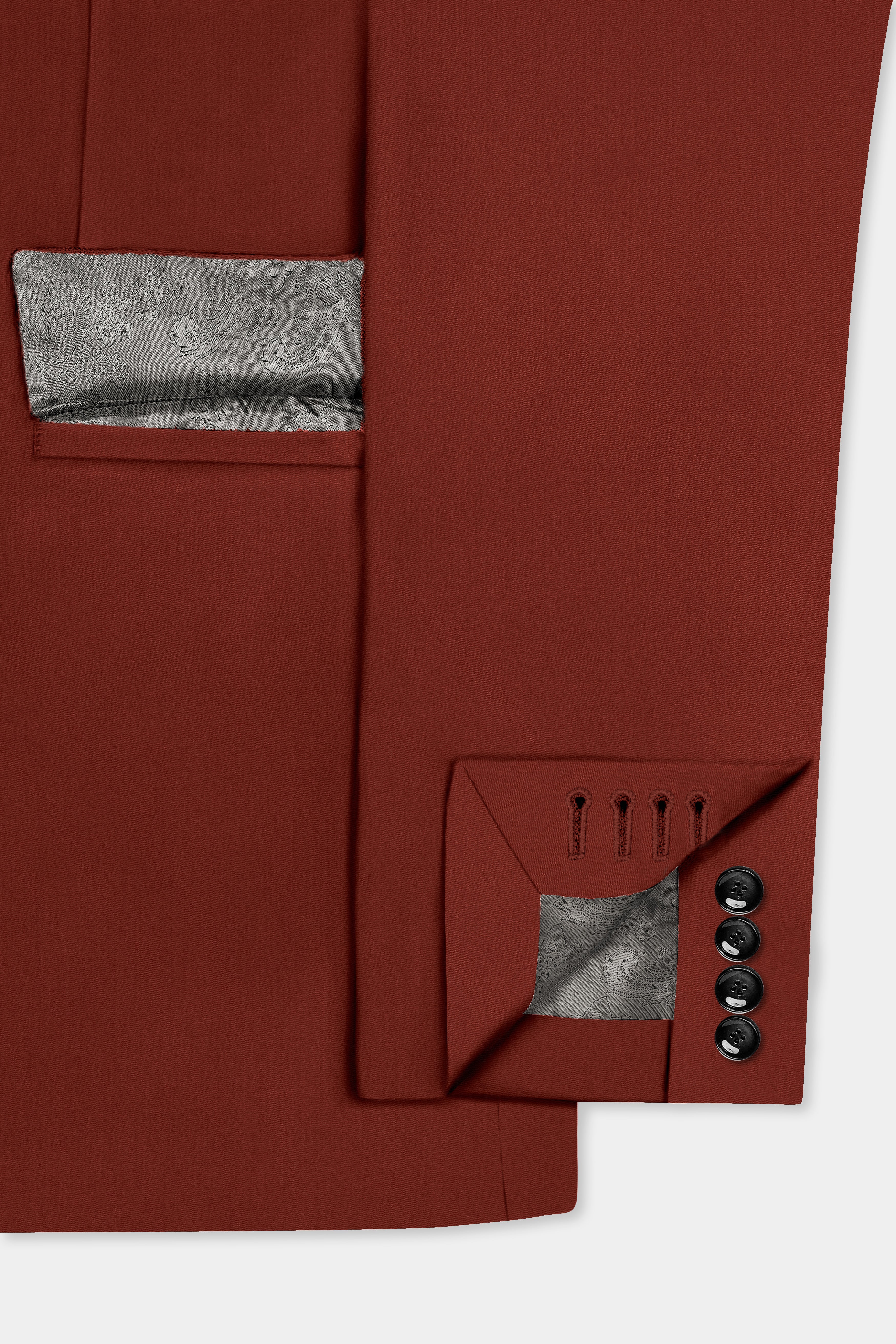 Inferno Rust-Brick Red Solid Wool Rich Single Breasted Slight Stretch Blazer