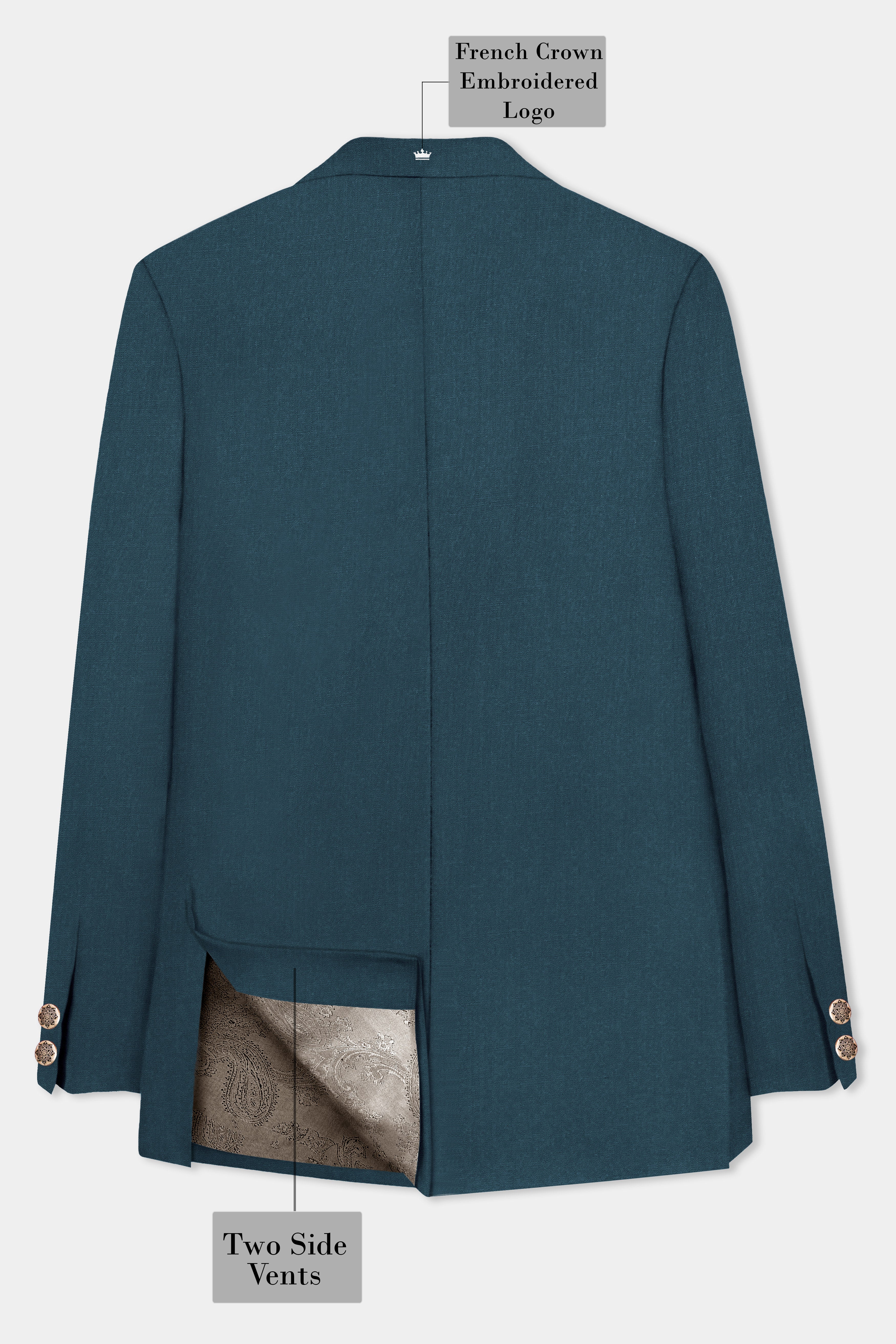 Prestige-Dianne Green Solid Wool Rich Bandhgala Slight Stretch Blazer