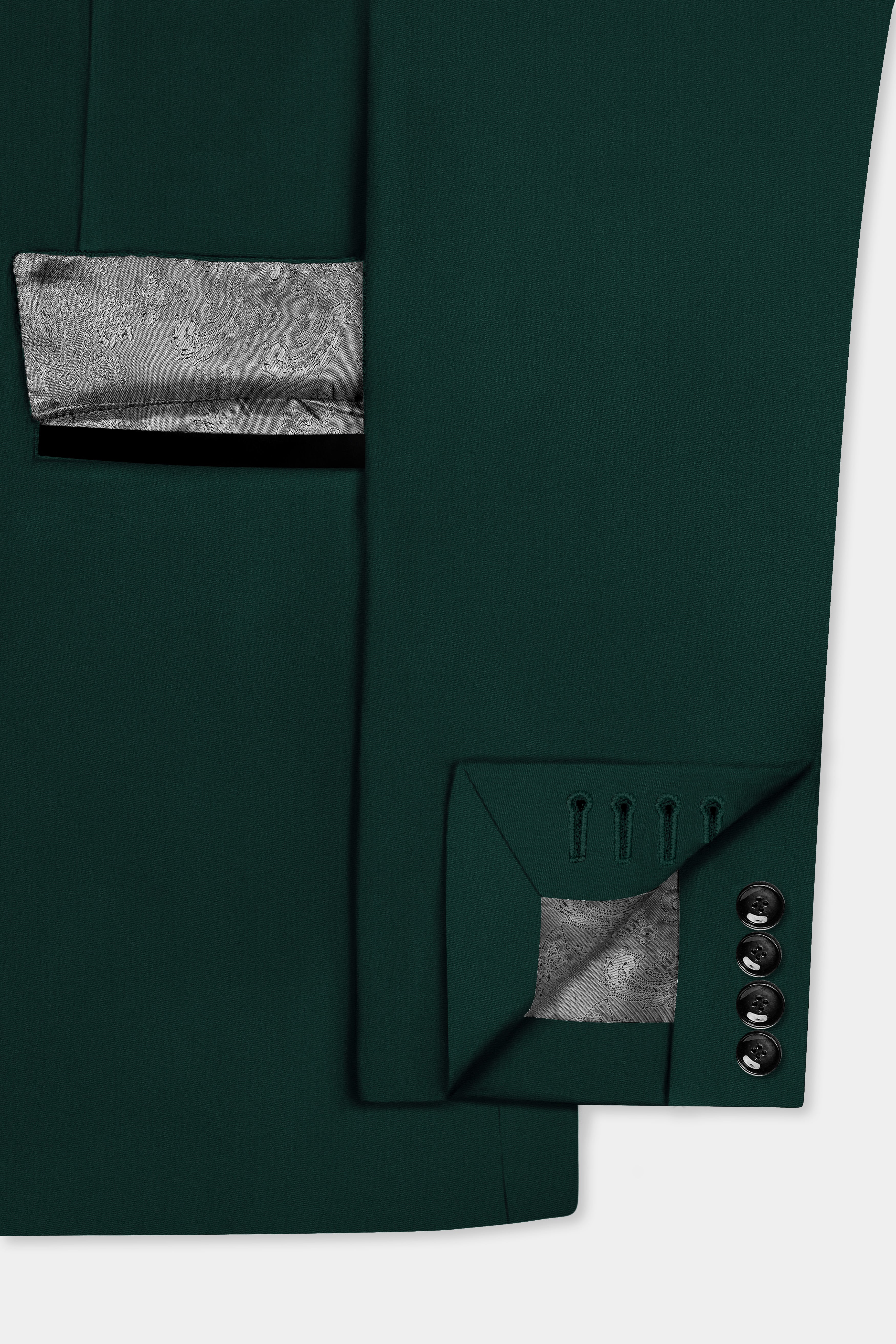 Emerald-Zucchini Green Solid Wool Rich Tuxedo Slight Stretch Blazer