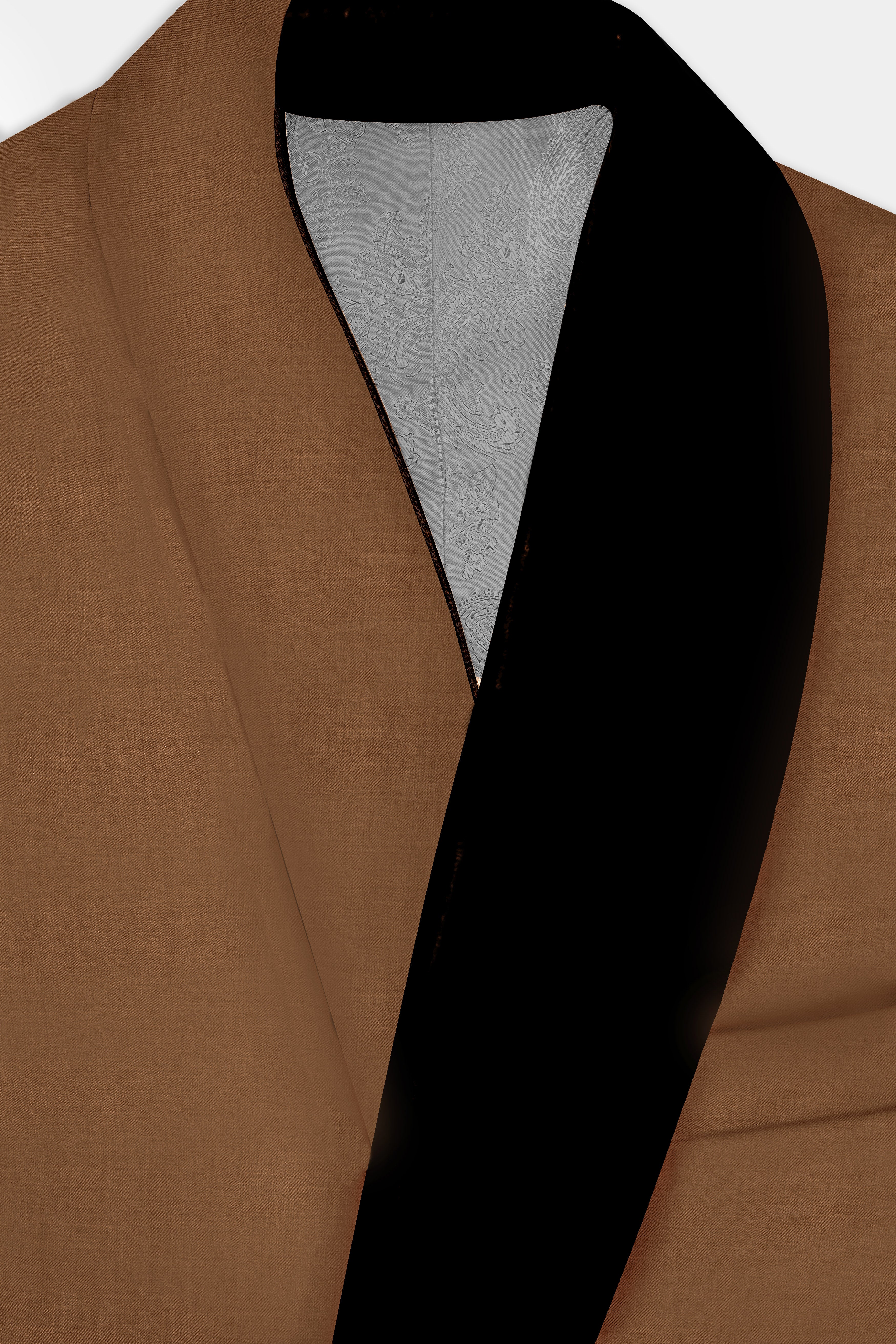 Bronze-Tawny Brown Solid Wool Rich Tuxedo Slight Stretch Blazer