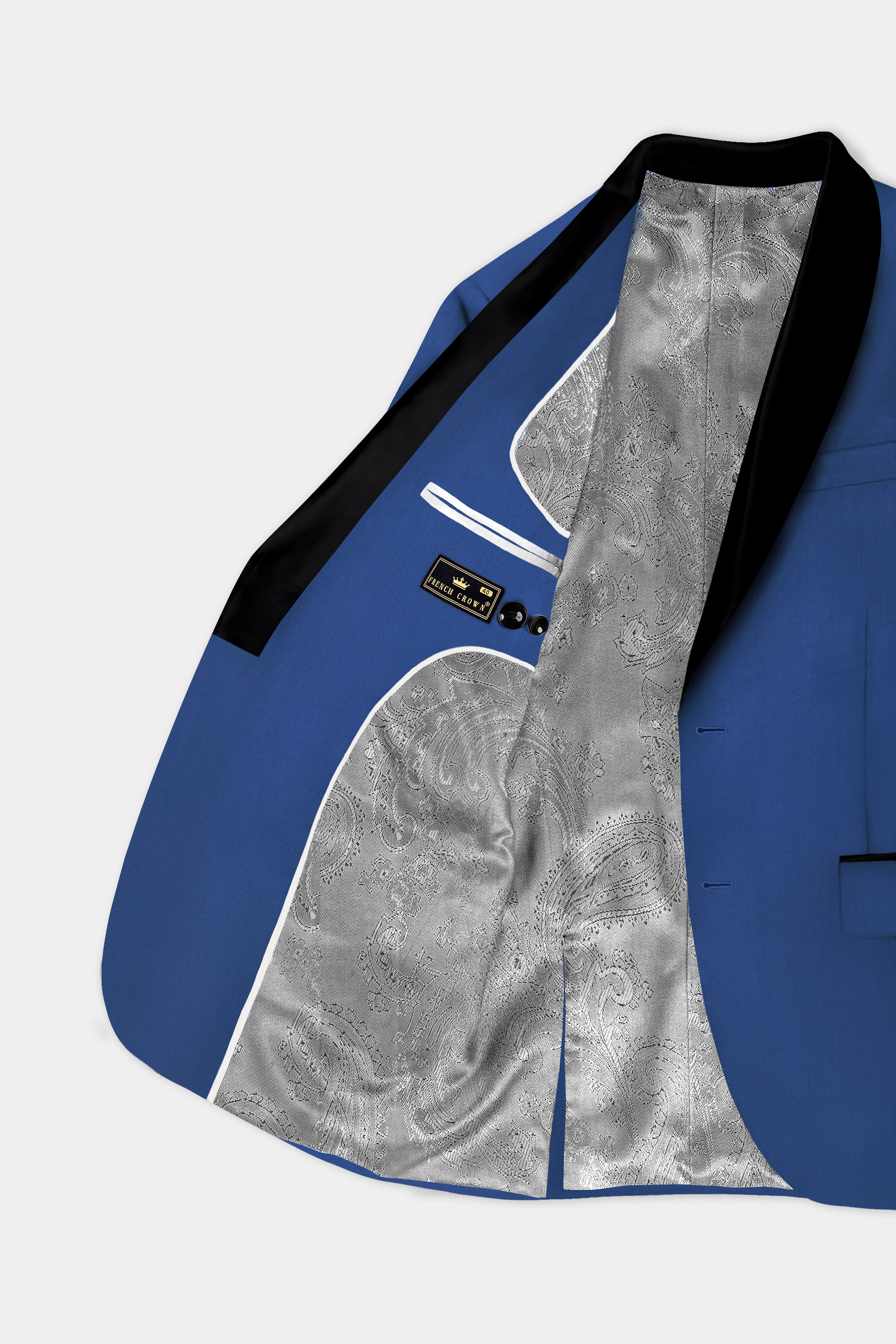 Cerulean Elite-Cobalt Blue Solid Wool Rich Tuxedo Slight Stretch Blazer