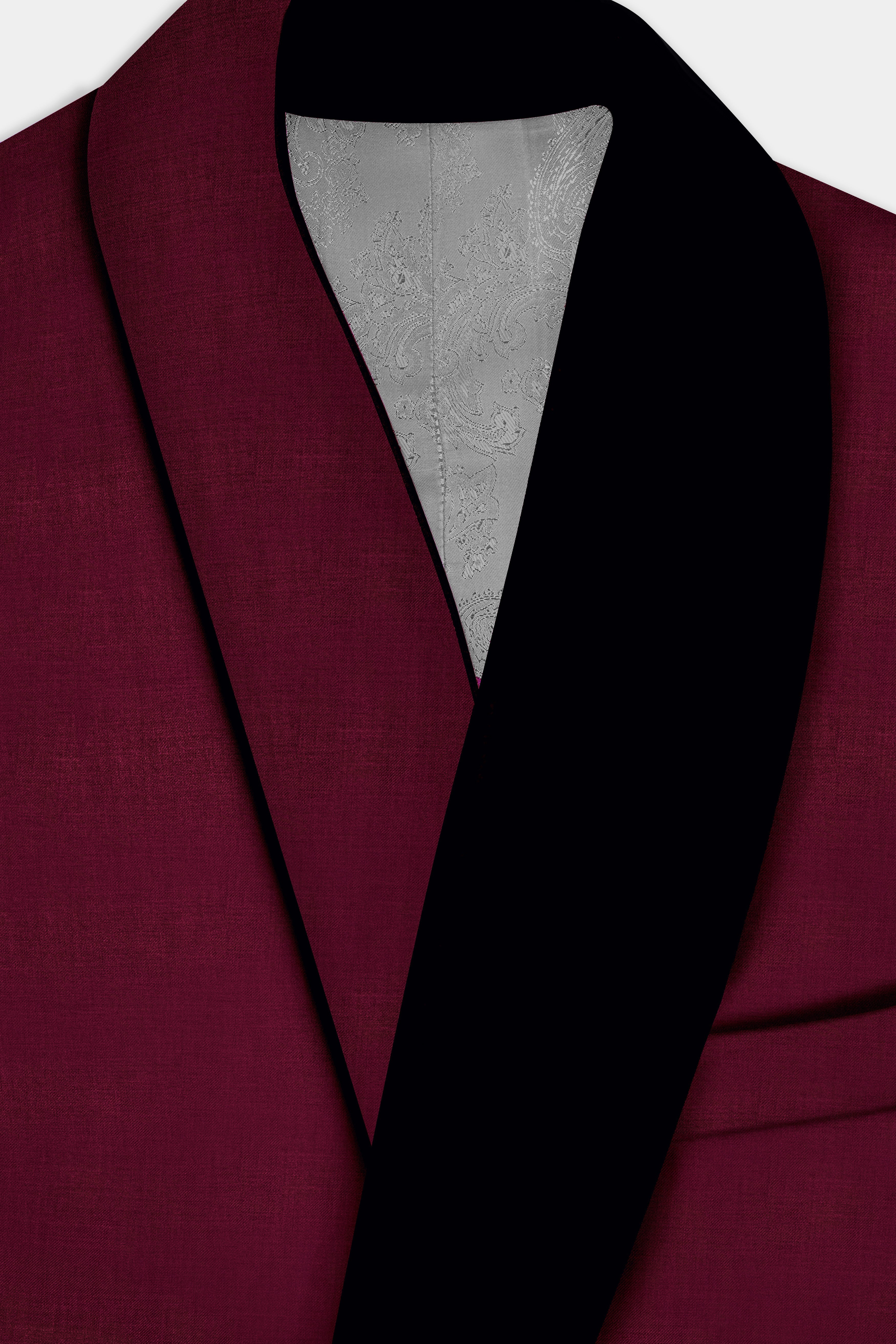 Regal Maroon-Tamarind Solid Wool Rich Tuxedo Slight Stretch Blazer