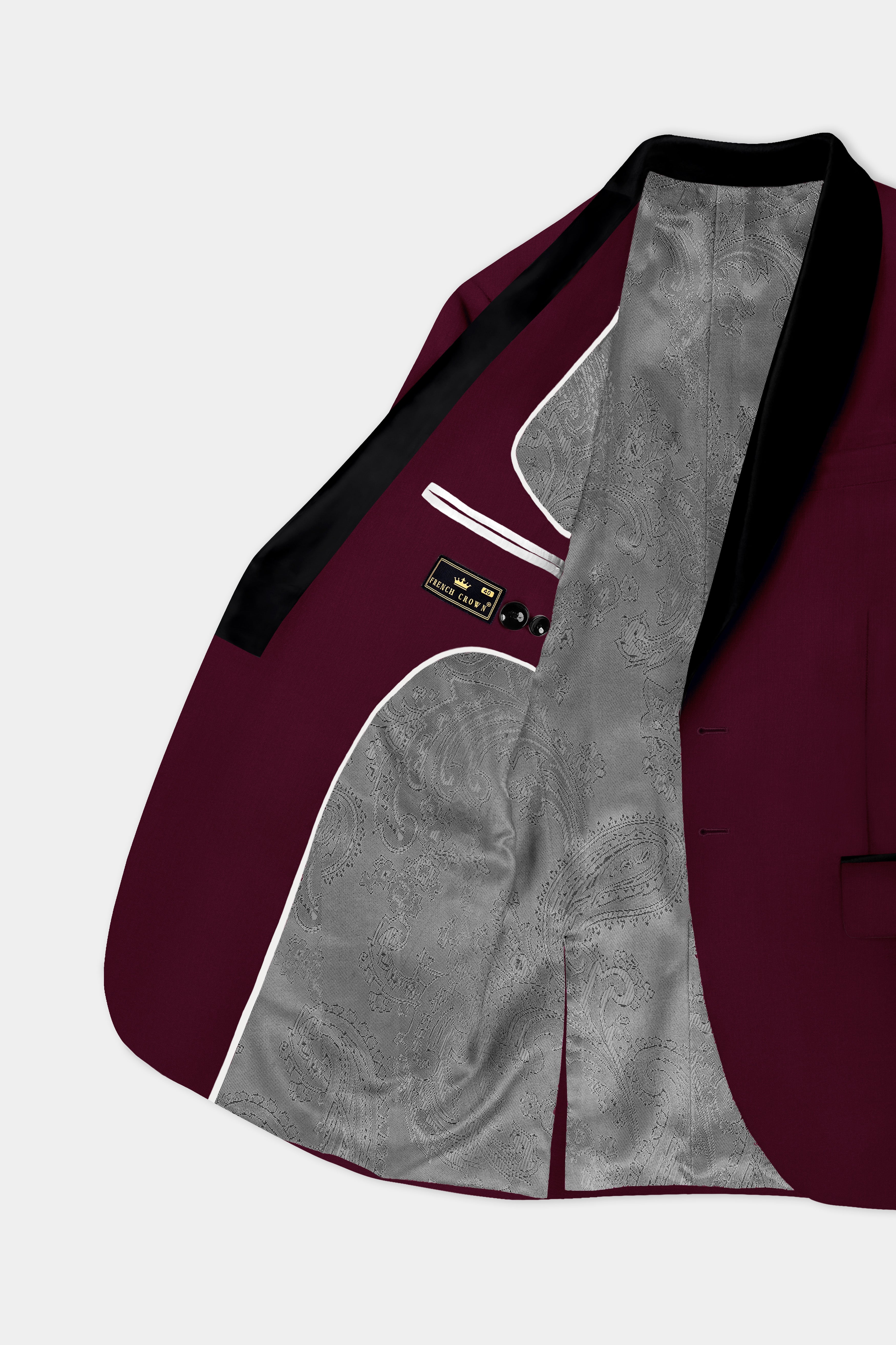 Regal Maroon-Tamarind Solid Wool Rich Tuxedo Slight Stretch Blazer