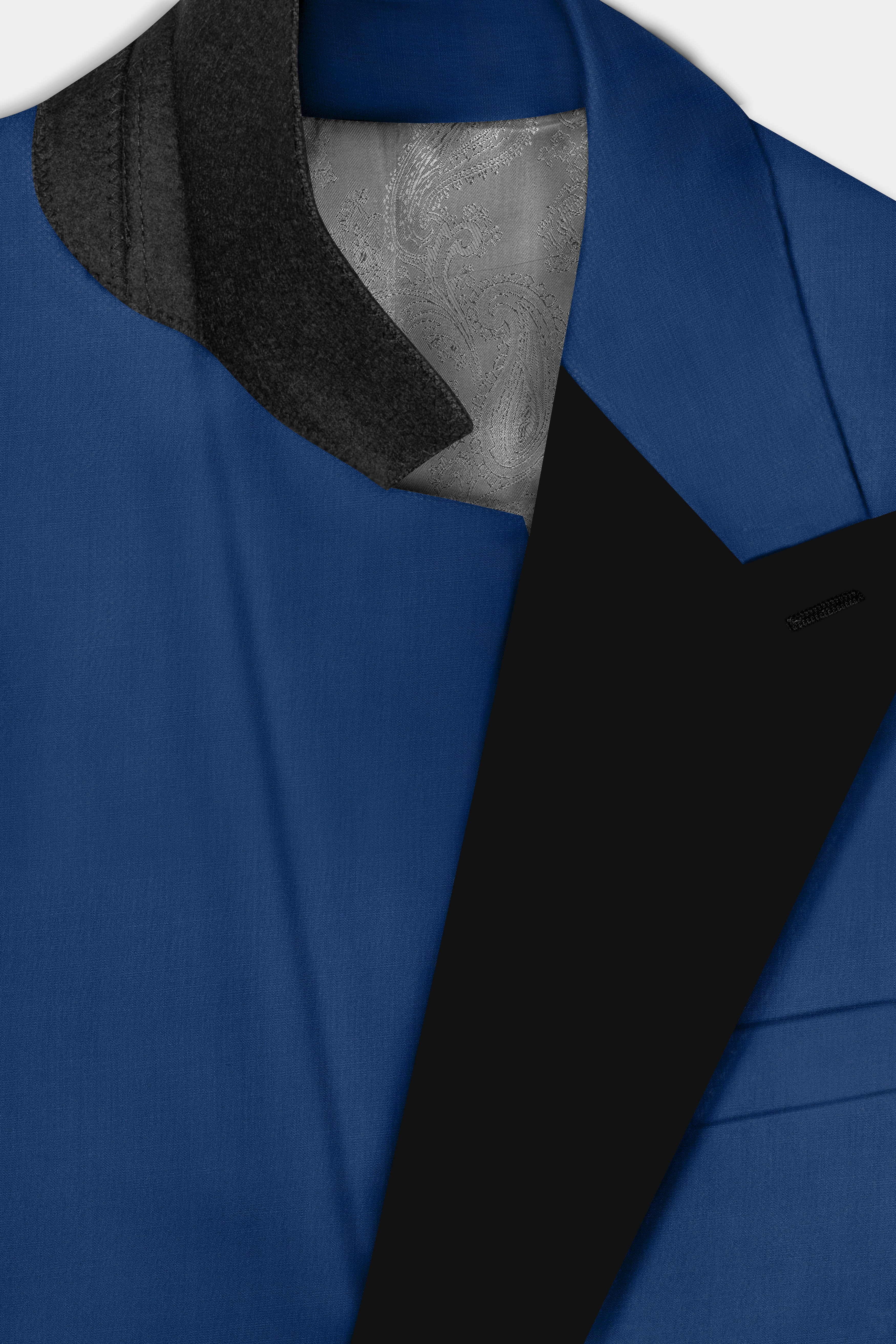 Cerulean Elite-Cobalt Blue Solid Wool Rich Peak Lapel Tuxedo Slight Stretch Blazer