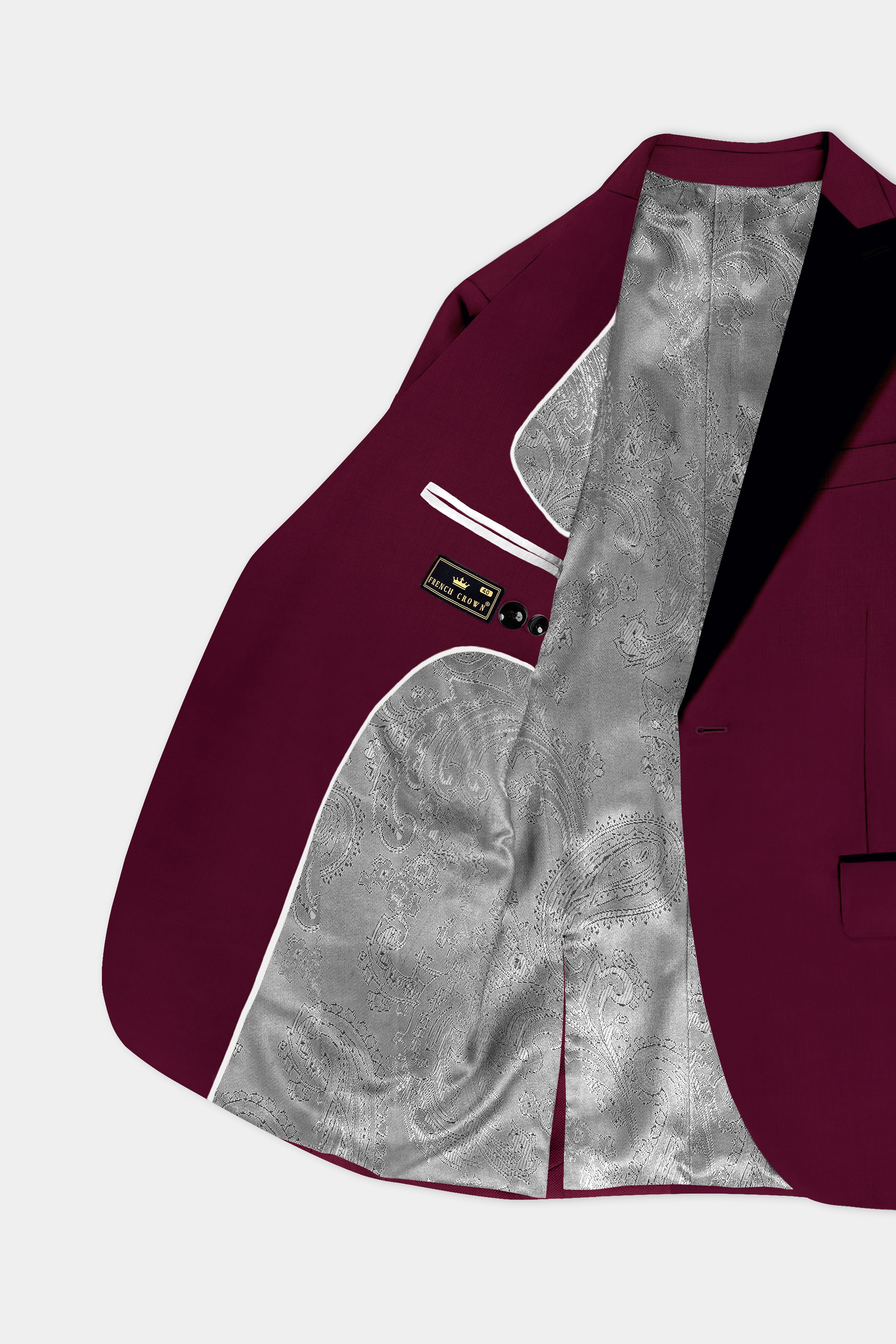 Regal Maroon-Tamarind Solid Wool Rich Peak Lapel Tuxedo Slight Stretch Blazer