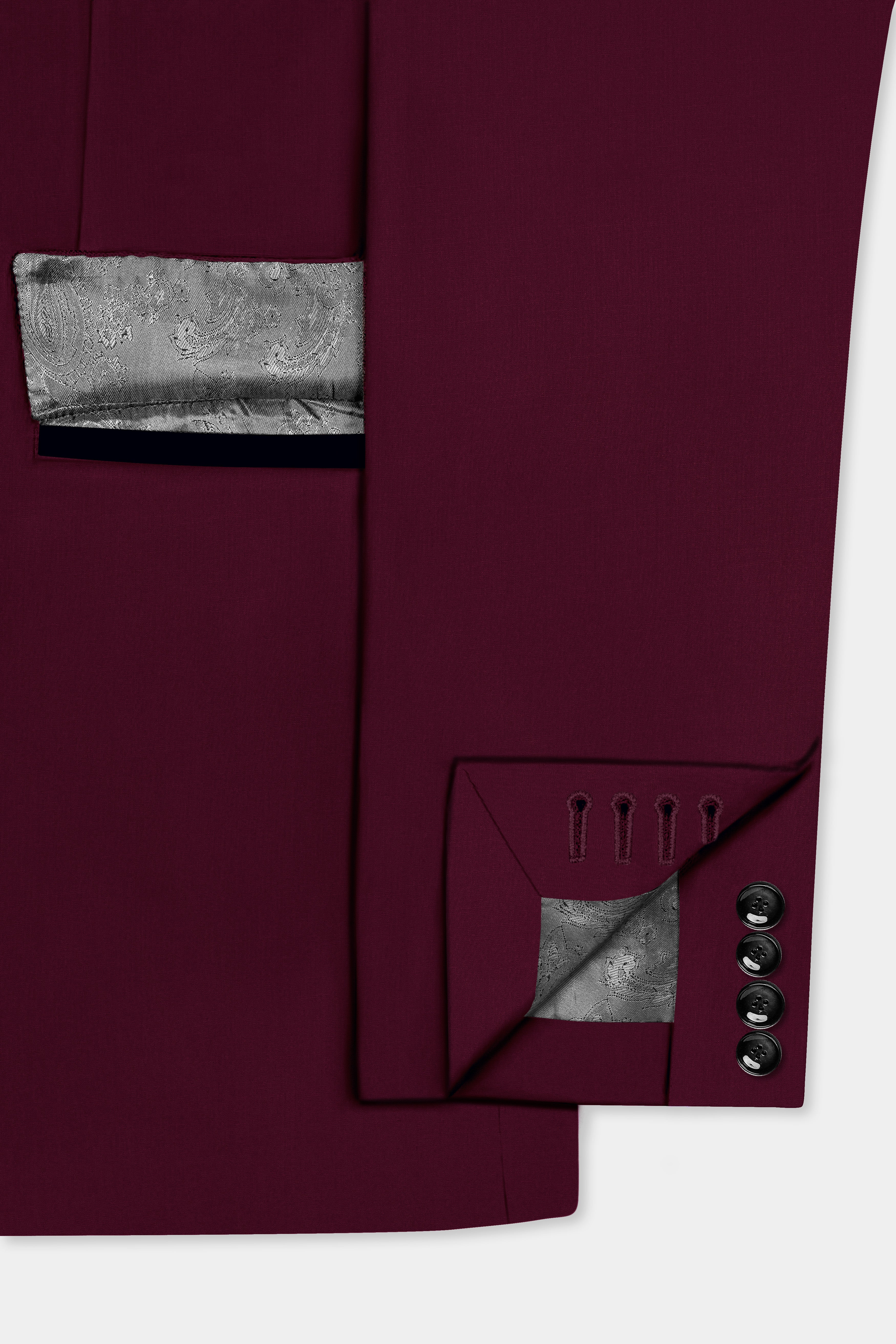 Regal Maroon-Tamarind Solid Wool Rich Peak Lapel Tuxedo Slight Stretch Blazer