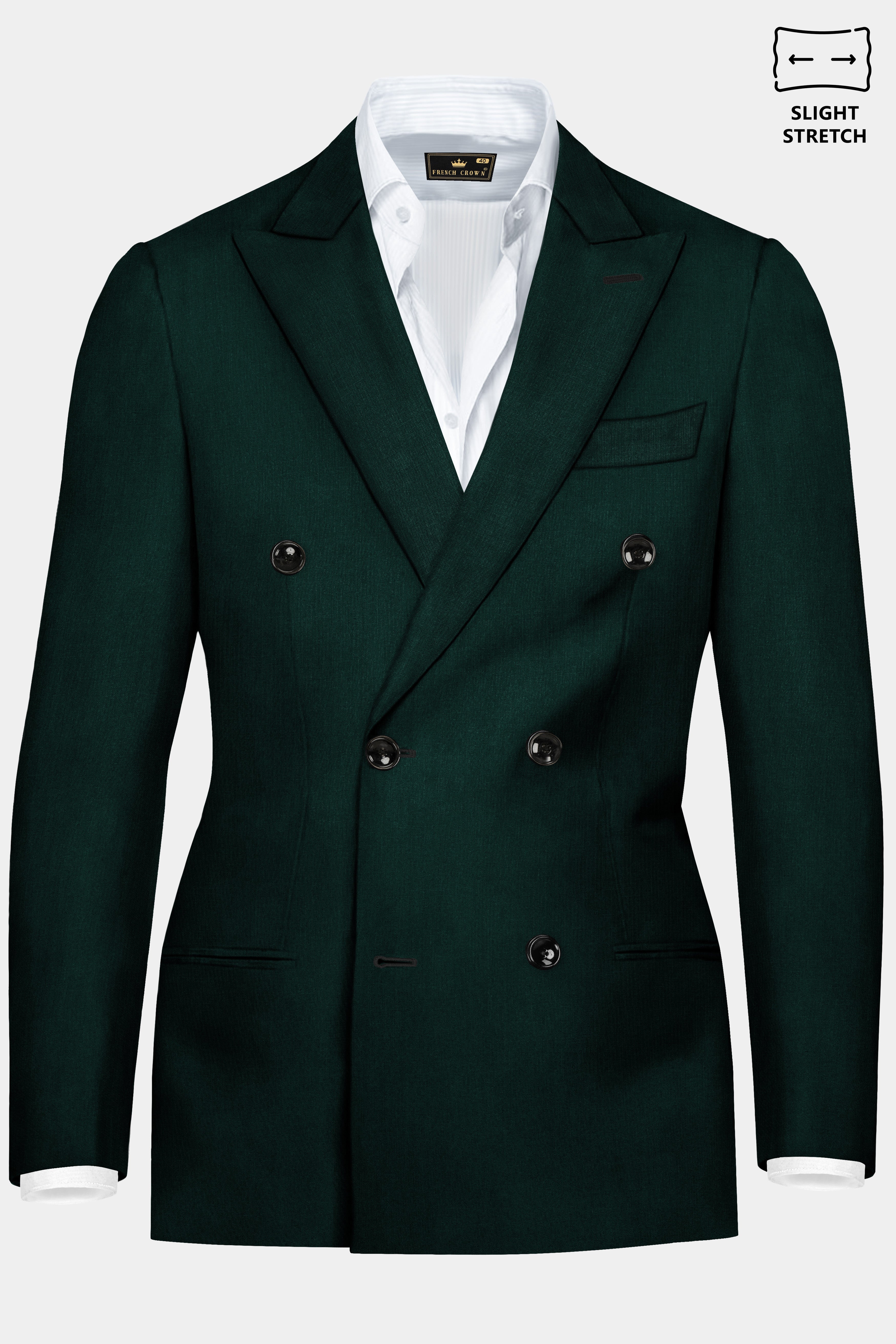 Emerald-Zucchini Green Solid Premium Wool Rich Double Breasted